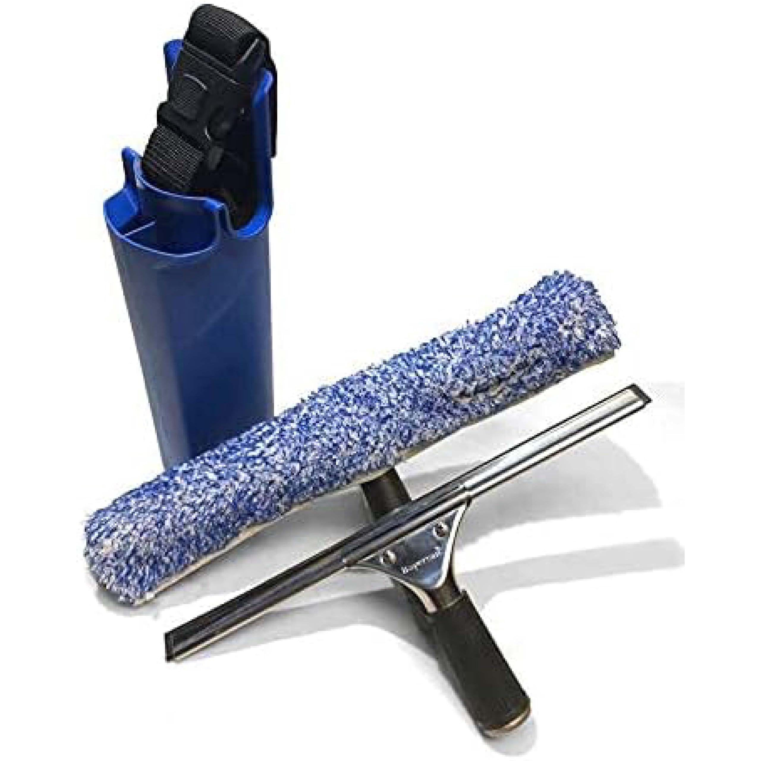 Bayersan Window Cleaning Tools | Shower Squeegee | Bucket On Belt | Microfiber Washer | Window Wiper | Professional | Cleaning Equipment (10" Squeegee + 10" Washer Set + Bucket)