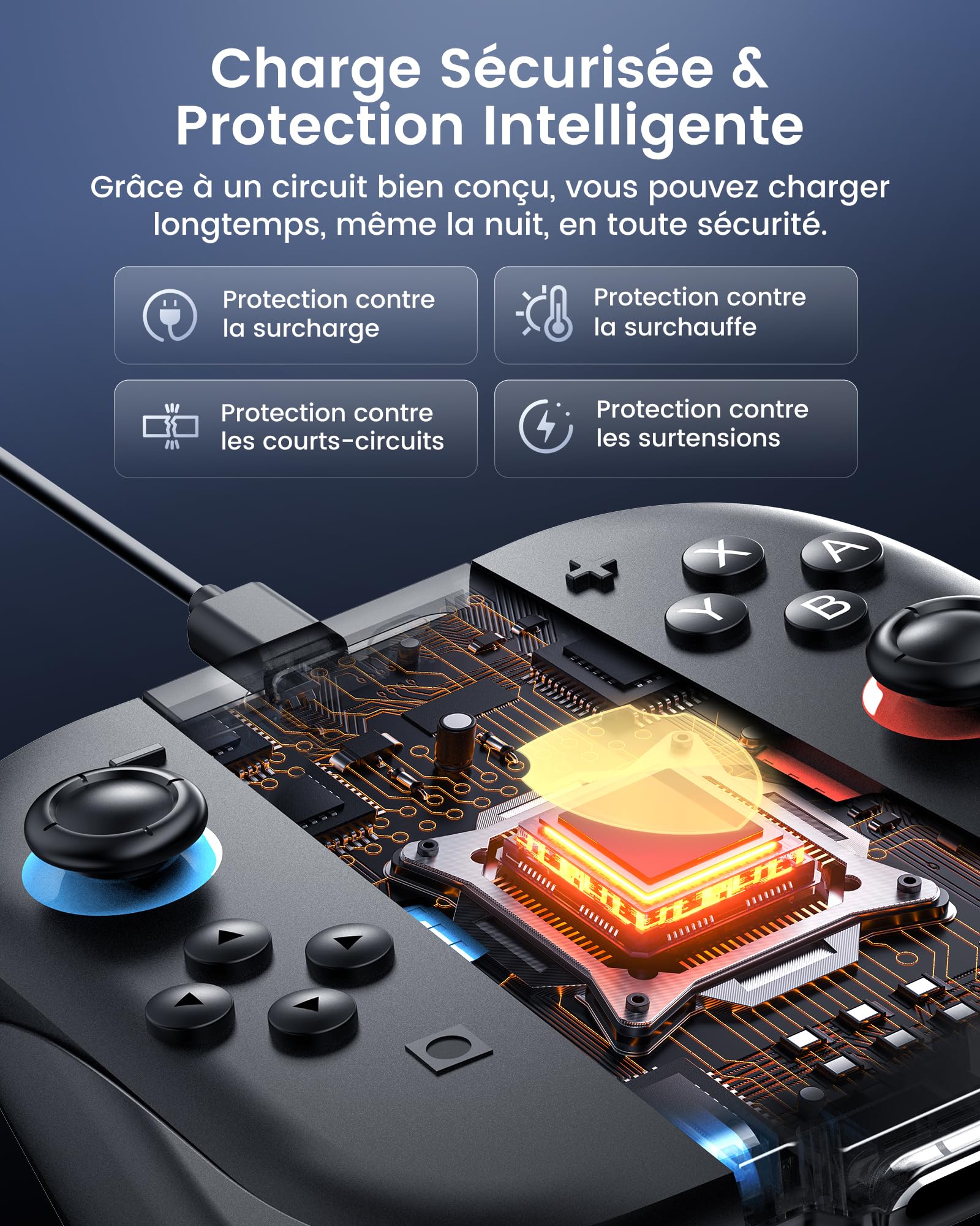 TRANSNOVO Poignée de Charge Joy Con 2 Compatible avec Switch 2 Manettes, Support de Recharge Magnétique avec Câble, Indicateur LED, Prise Ergonomique Antidérapante (Noir, 1400 mAh)