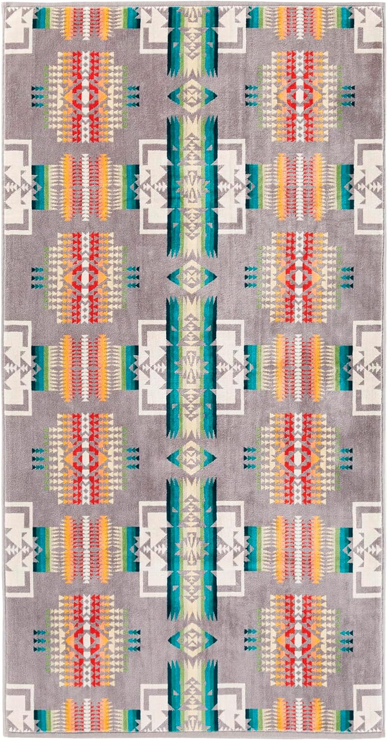 Pendleton 3 Piece Bath Towel Set - Bath, Hand, and Washcloth, 100% Cotton Shower Towels, Soft and Highly Absorbent, Quick Dry, Fade Resistant for Bathroom, Hotel and Spa - Grey