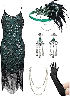 Women's Flapper Dresses 1920s,Great Gatsby Dresses Sequin Fringe Cocktail Dress Roaring 20s Dress for Harlem Nights - Buy now