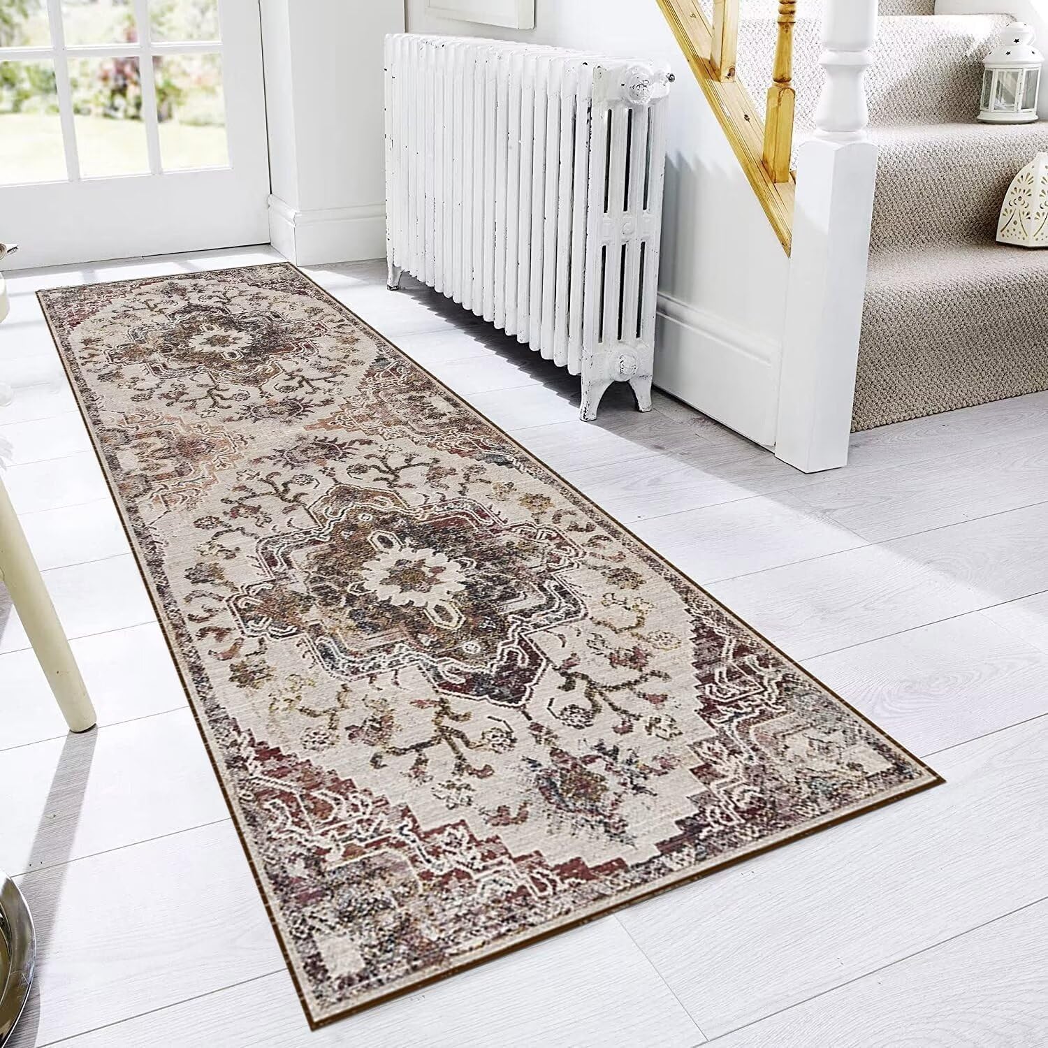 Boho Läufer Flur Küche Waschbar rutschfest 100X400cm Vintage Lang Küchenteppich Flurteppich Teppich Fur Korridor Wohnzimmer Schlafzimmer Meterware Anpassbar