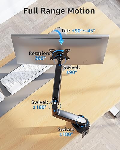 Miniatura 5 de MOUNTUP Soporte de escritorio para monitor individual con capacidad para pantallas de hasta 32 pulgadas, brazo de monitor de altura ajustable,