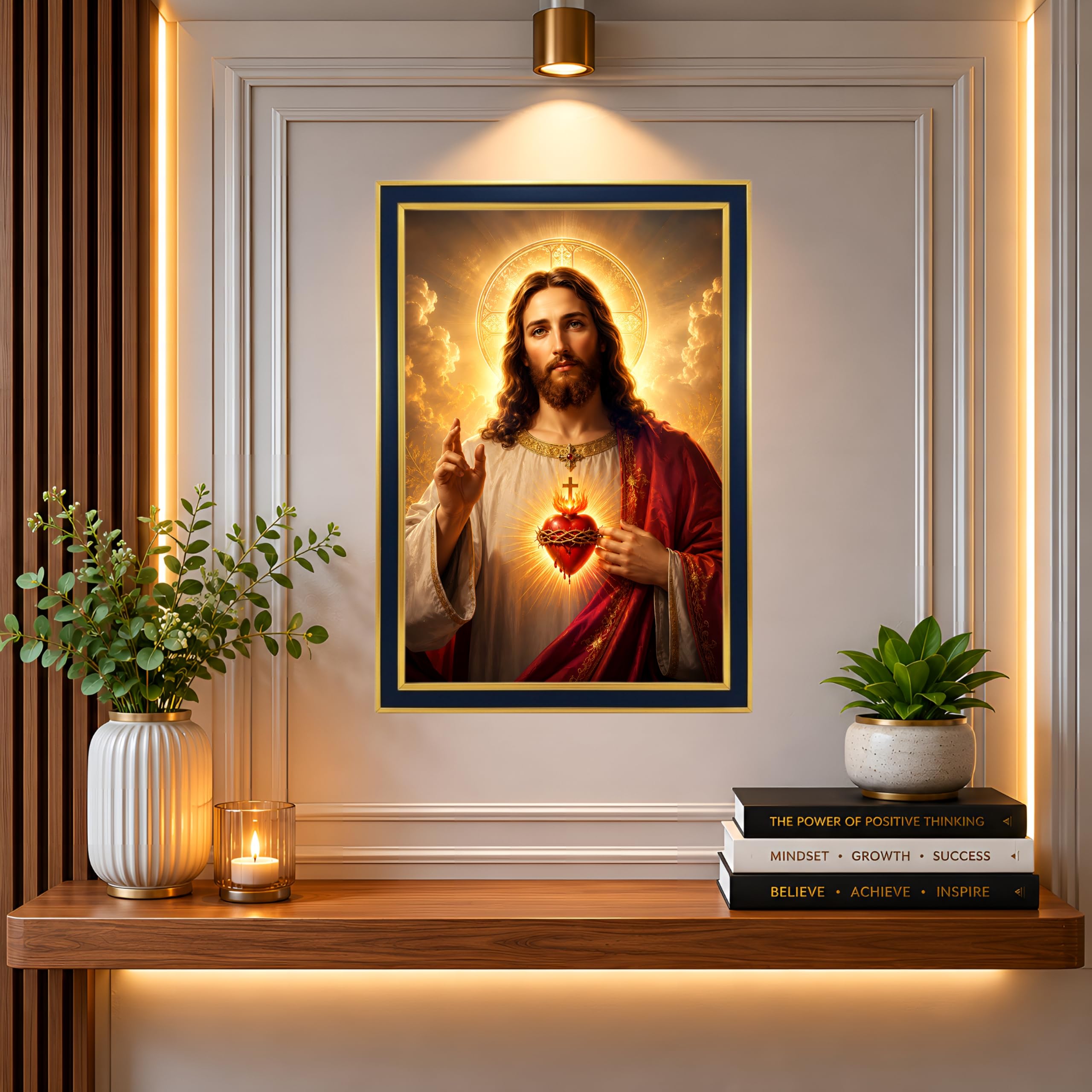 Jesus Christ Sacred Heart Photo Frame - Golden Black -6 Jesus Christ Sacred Heart Photo Frame - Golden Black -6