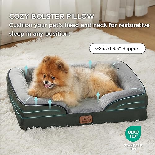Miniatura 4 de Bedsure Cama ortopédica pequeña para perros, sofá cama lavable para perros pequeños, sofá cama de espuma de apoyo para mascotas con funda extraíble