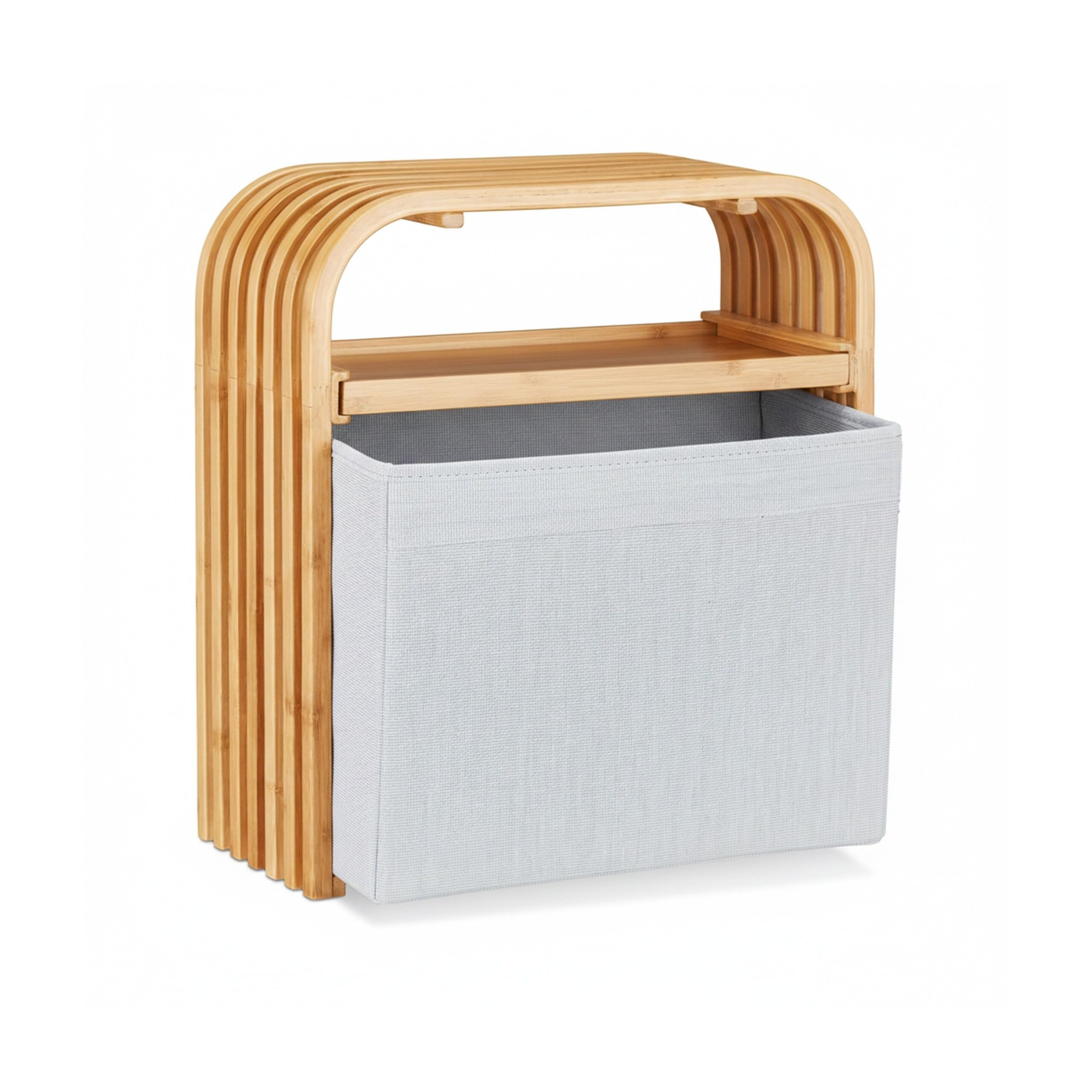 Relaxdays Hocker mit Aufbewahrung, Design Sitzhocker mit Stauraum, schmaler Bambus Holzhocker für die Garderobe, natur, 19.5 x 41 x 45 cm