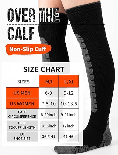 Miniatura 5 de Calcetines de esquí para hombres y mujeres (paquete de 36), calcetines cálidos de invierno por encima de la rodilla, puños antideslizantes para