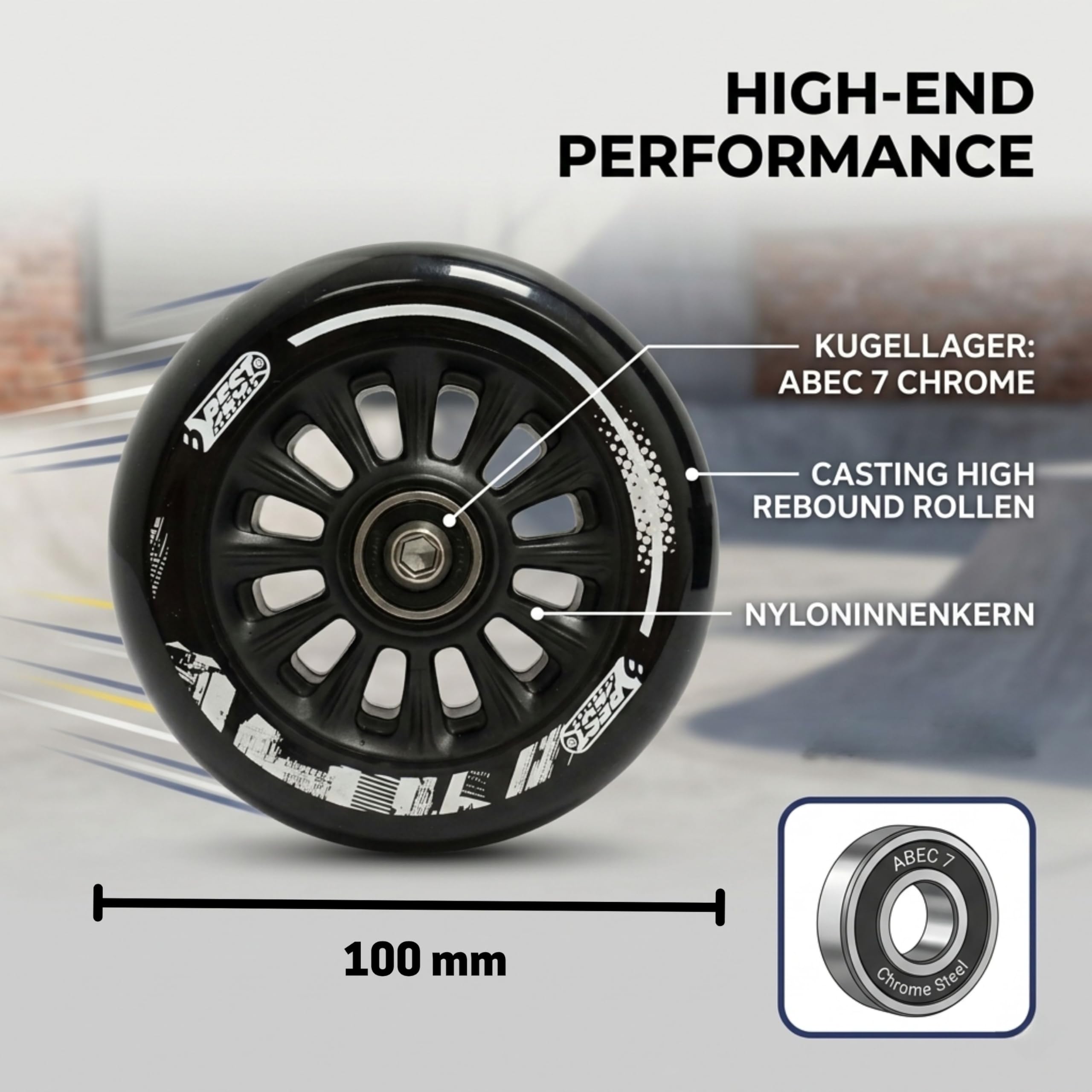 Best Sporting Hulajnoga dla dorosłych, z lekkiego aluminium, czarno-niebieska, z kółkami o rozmiarze 100 mm, stylowa hulajnoga wyczynowa dla dorosłych