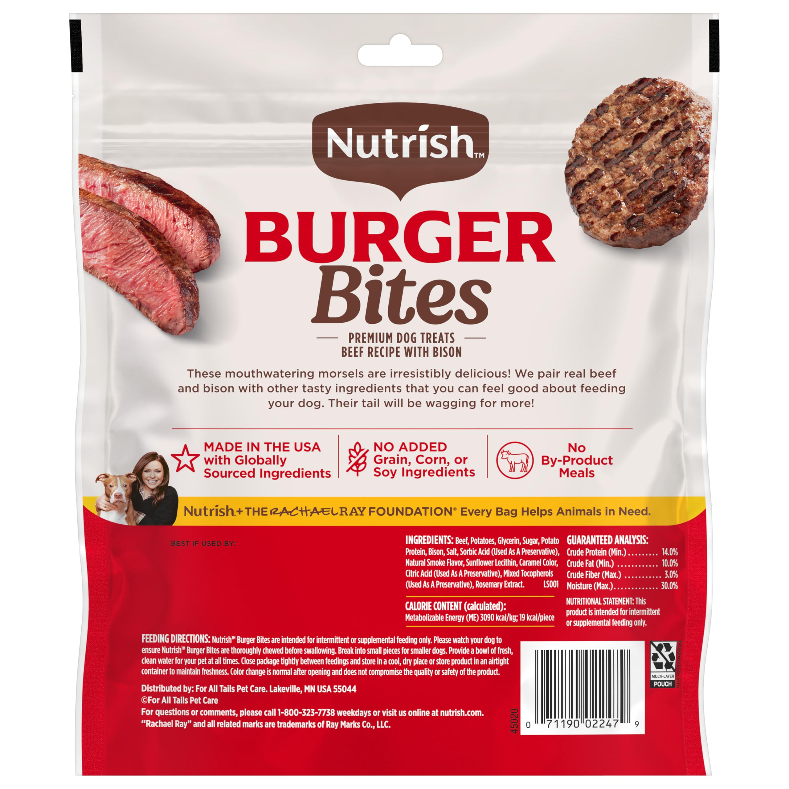 Rachael Ray Nutrish véritable Viande des friandises pour Chiens, 12 oz. Bag, Burger Bites - Beef with Bison Burger Recipe