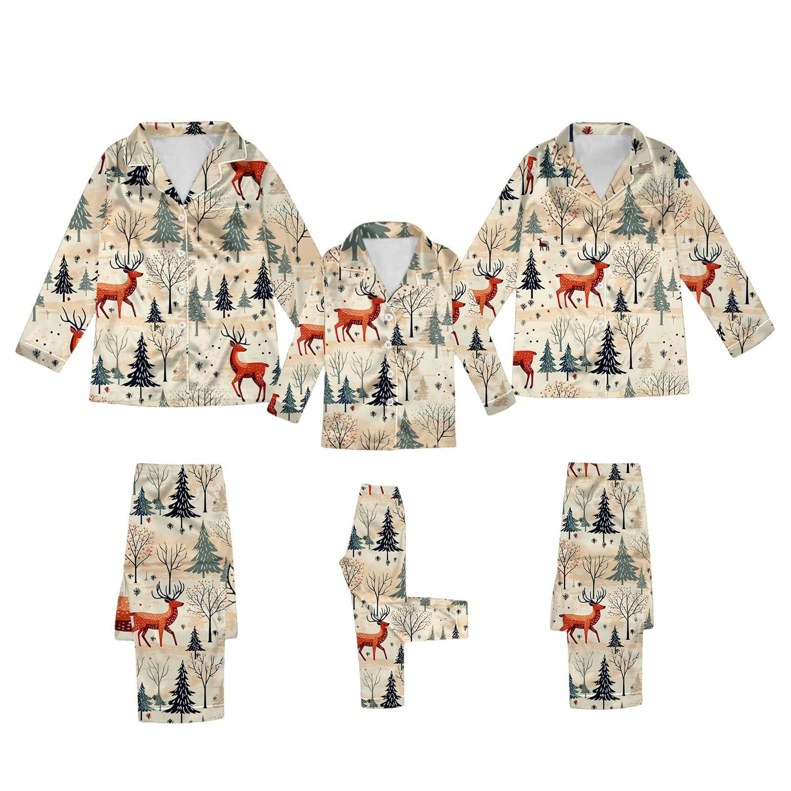Silk Stain Family Pajamas Matching Sets 2025 Button Down Shirt and Pants Silky Xmas Pjs Jammies for Family Pictures