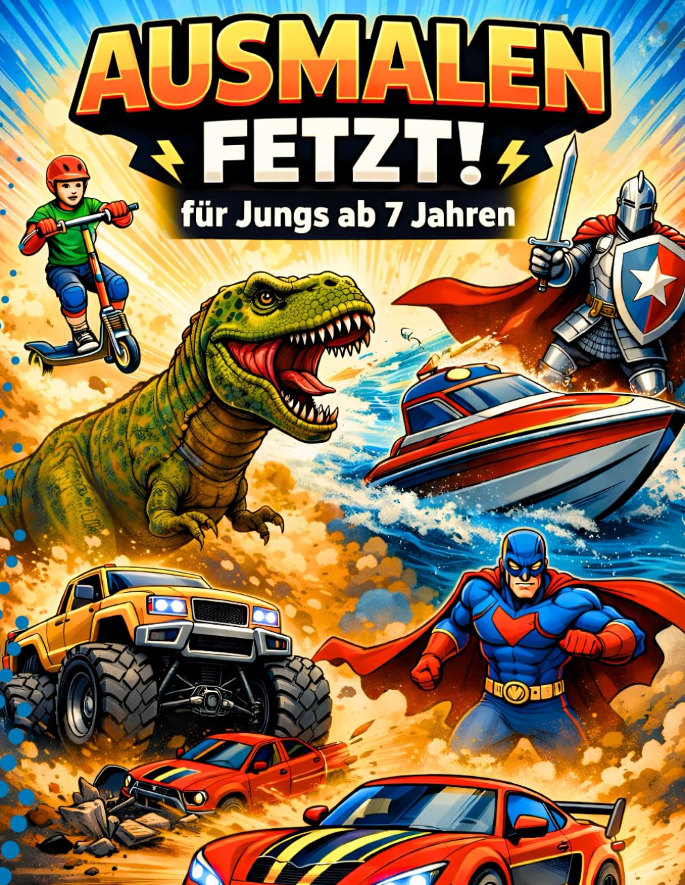 AUSMALEN FETZT: Malbuch für Jungs ab 7 Jahren