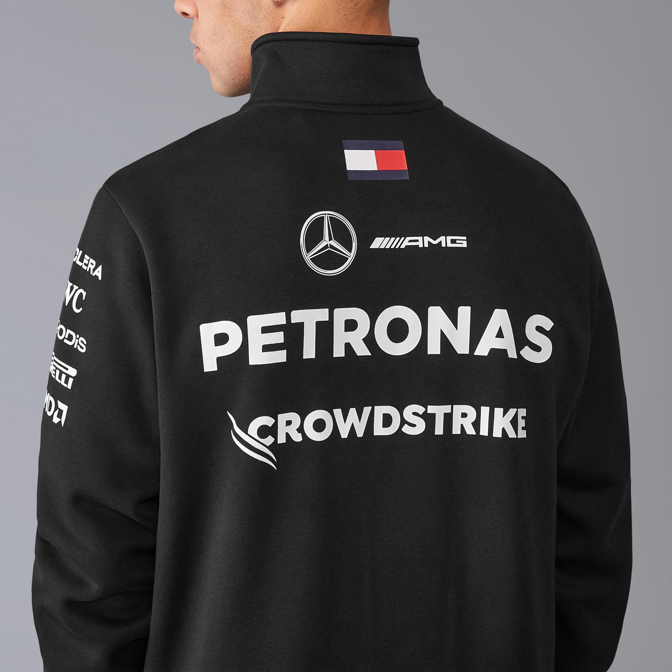 Mercedes AMG Petronas F1 Męski sweter z zamkiem błyskawicznym 2024 - czarny