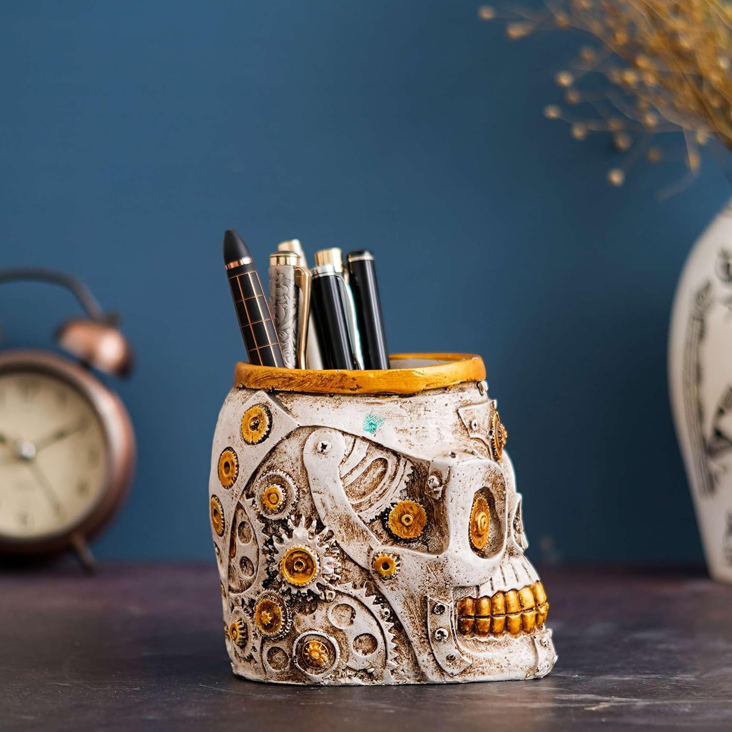 Done with Love Store Skull Mug Viking Warrior Skull Beer Mugs Mechanical Gear Pipeline Design Beer Stein Tankard Drink Cup for Men, Halloween Décor-05