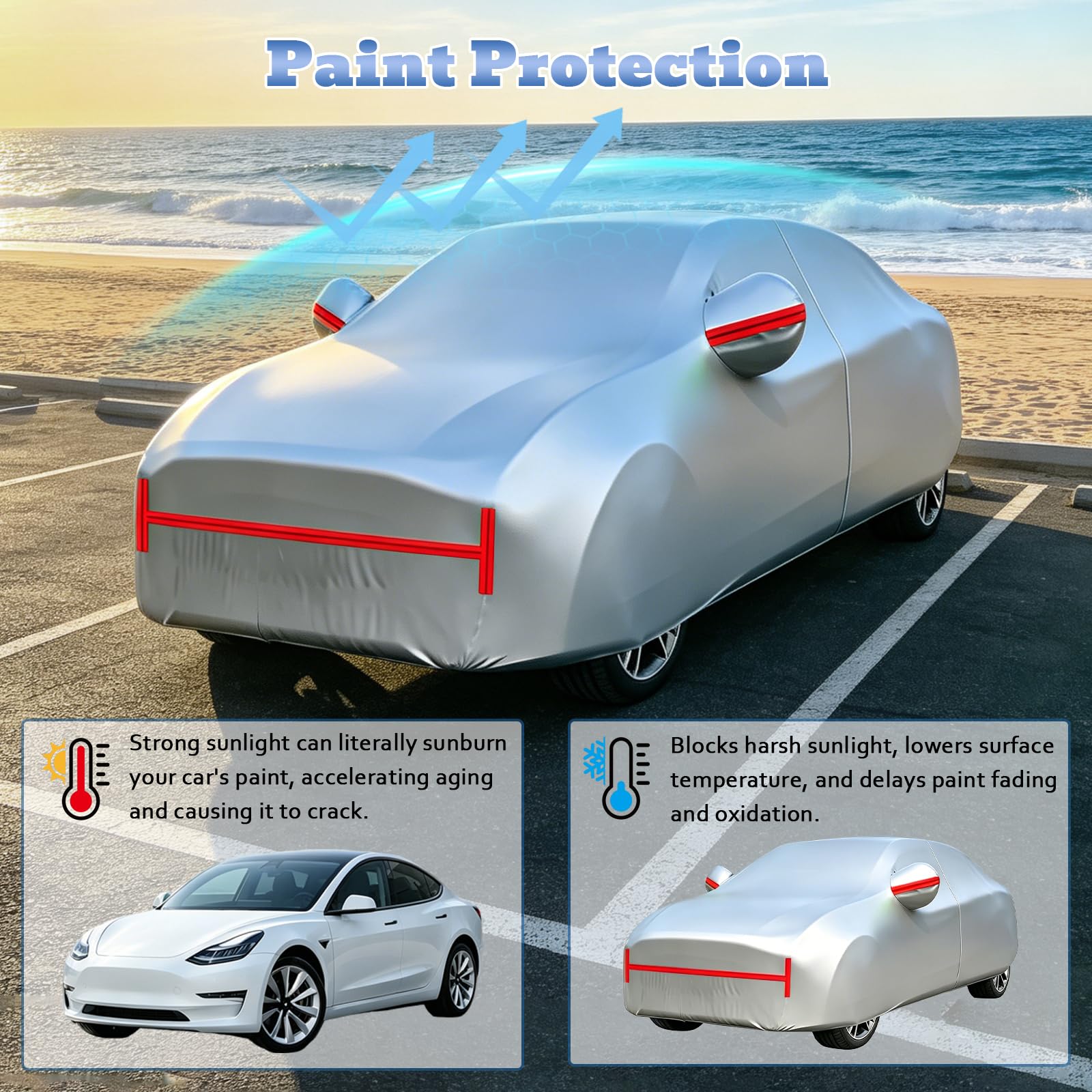 Copri Auto per BMW i4 Funda,Copertura Auto Resistente ad Acqua Polvere Neve Sole Freddo, Strisce Riflettenti a forma di H,Tutte Le Stagioni