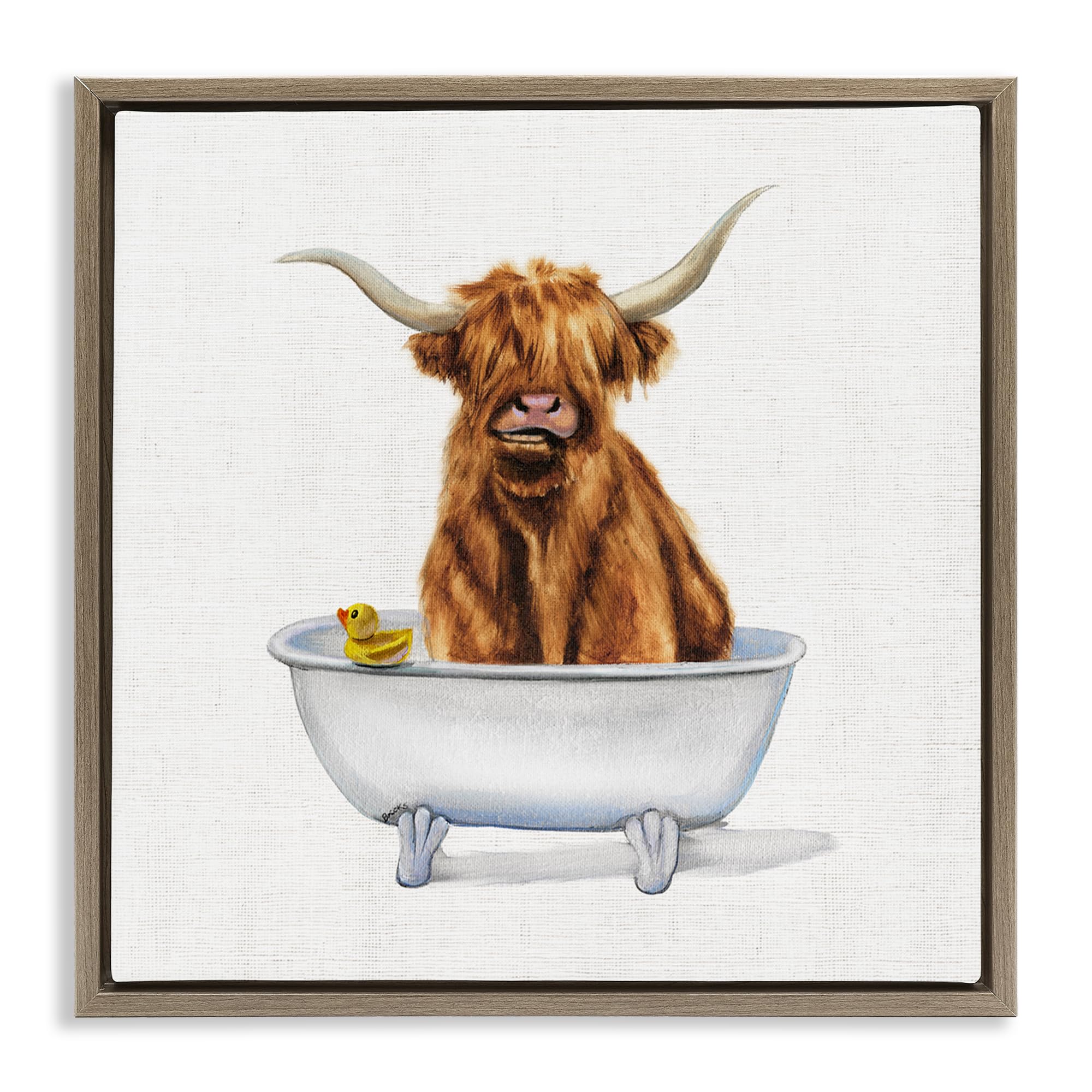 Shaggy Country Cattle in Tub, 24 x 24 Inch Canvas in Floater Frame
