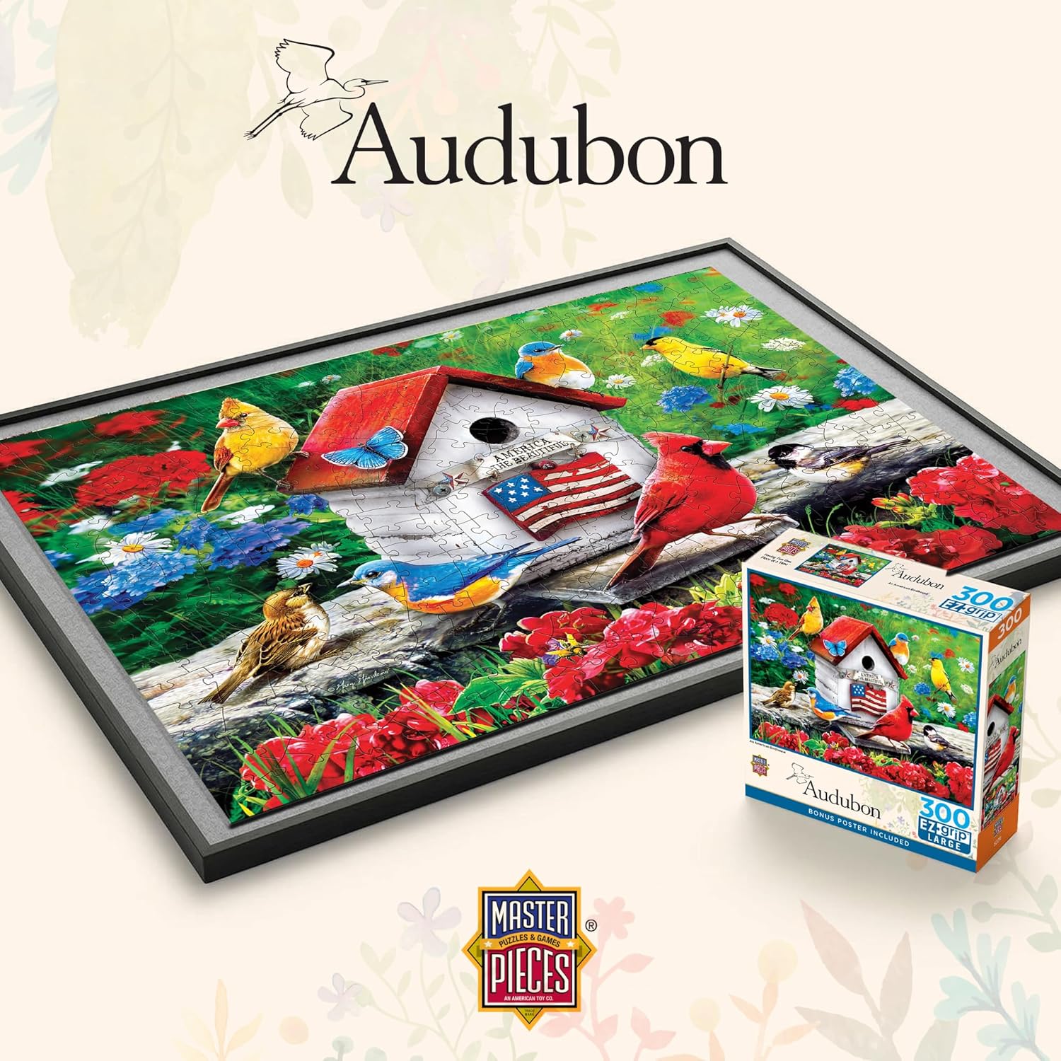 MasterPieces 300 Piece EZ Grip Jigsaw Puzzle - An American Birdhouse - 18"x24"