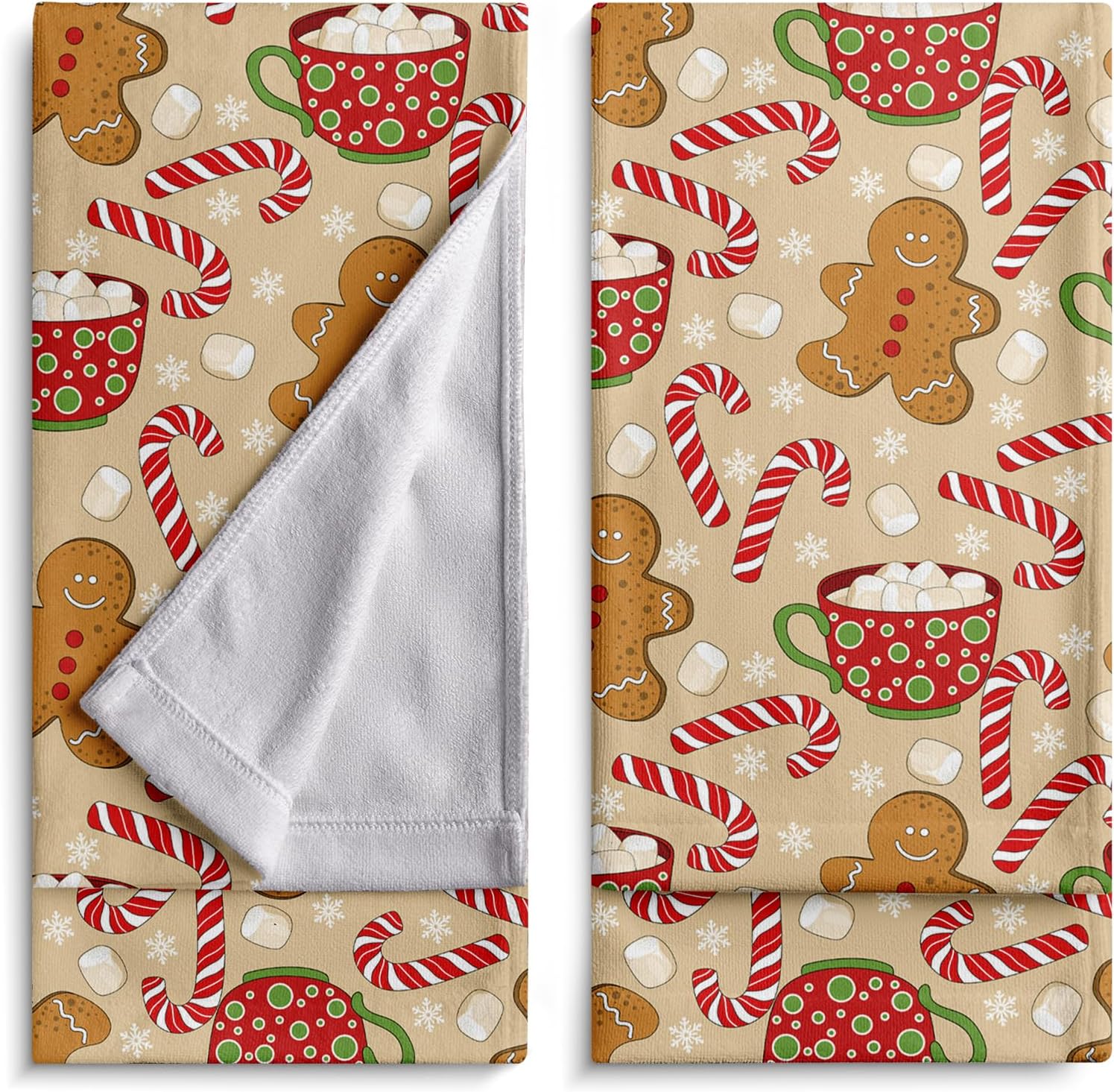 Gingerbread Man Xmas Hand Towels Winter Cane Candy Kitchen Dish Towels 28.3 x 14.4 Inch Set of 2 Soft Absorbent Decorative Towel for Christma Home Bathroom - Image 7