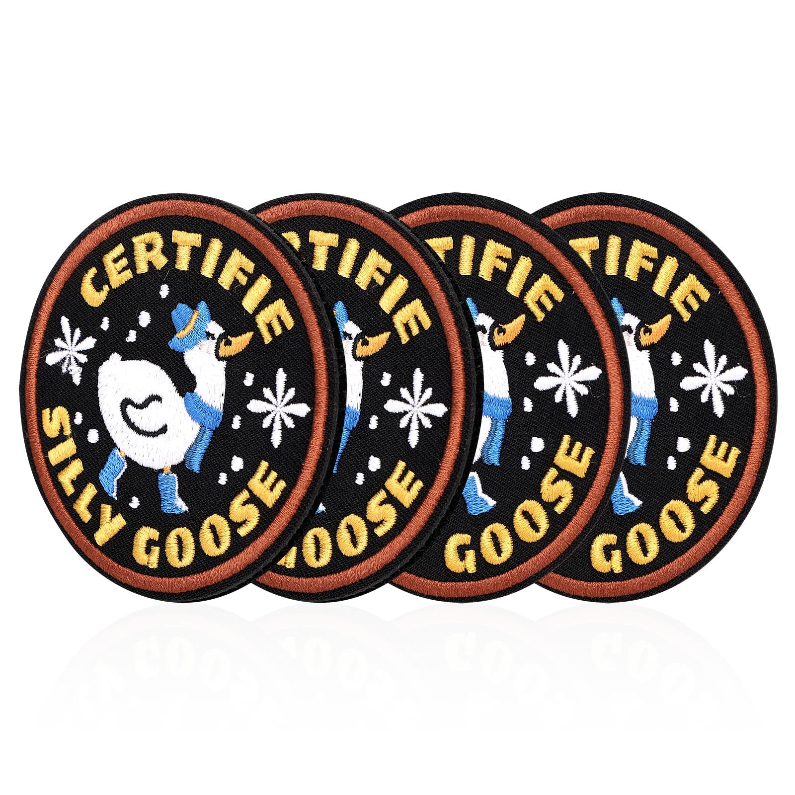 4pcs Funny Goose Patches, Cute Animal Iron on Patch Embroidered Applique for Men Women Backpacks Hats Bag Clothes and More
