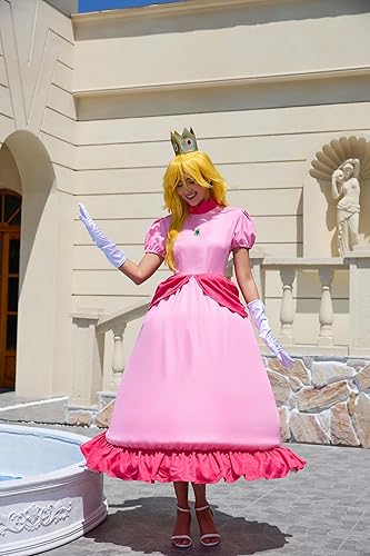 Miniatura 2 de LILLIWEEN Vestidos de princesa para mujer, disfraz de princesa, Halloween, conjunto completo con corona y aretes y guantes (talla EE. UU.)