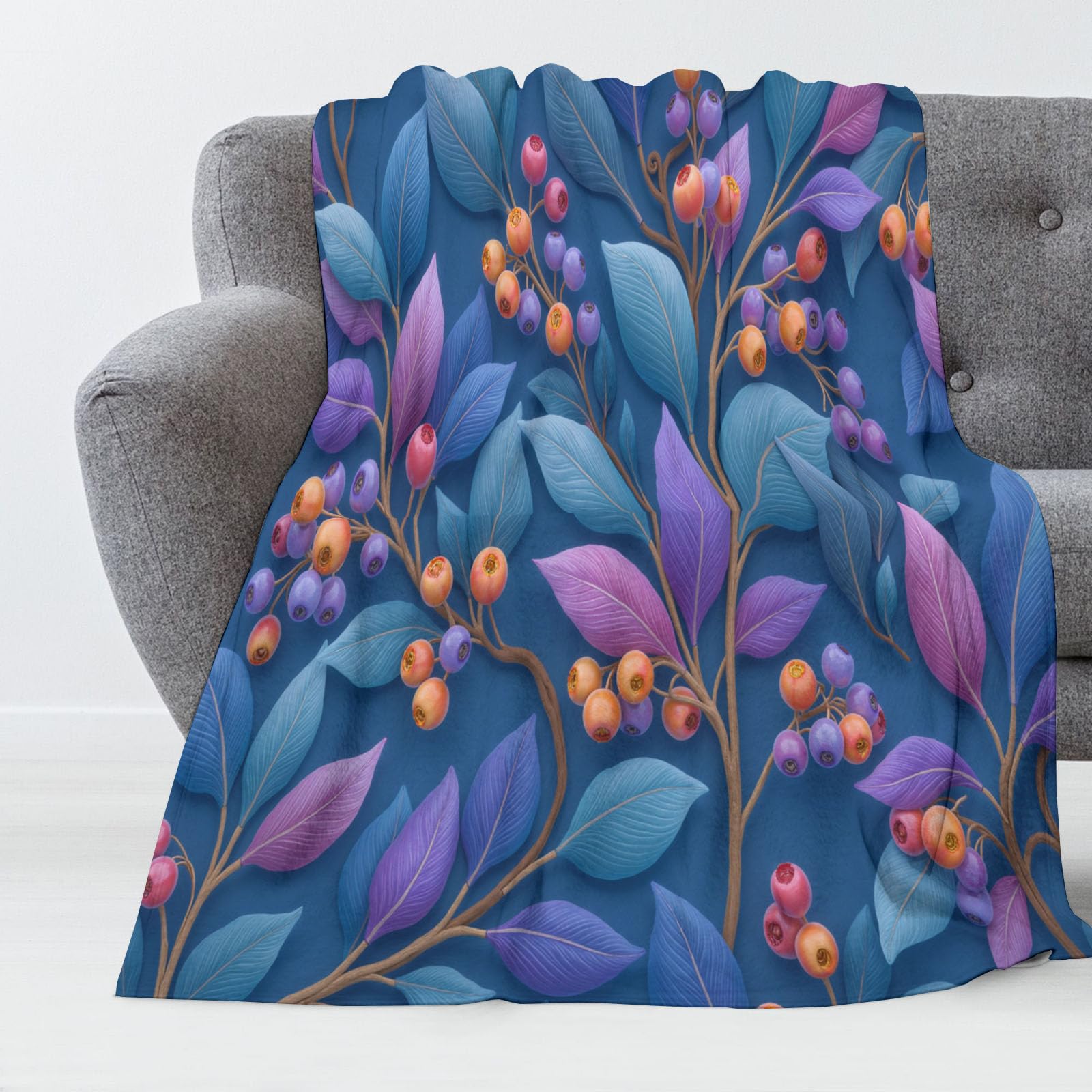 Couverture plaid myrtilles à effet 3D pour vos soirées cocooning salon