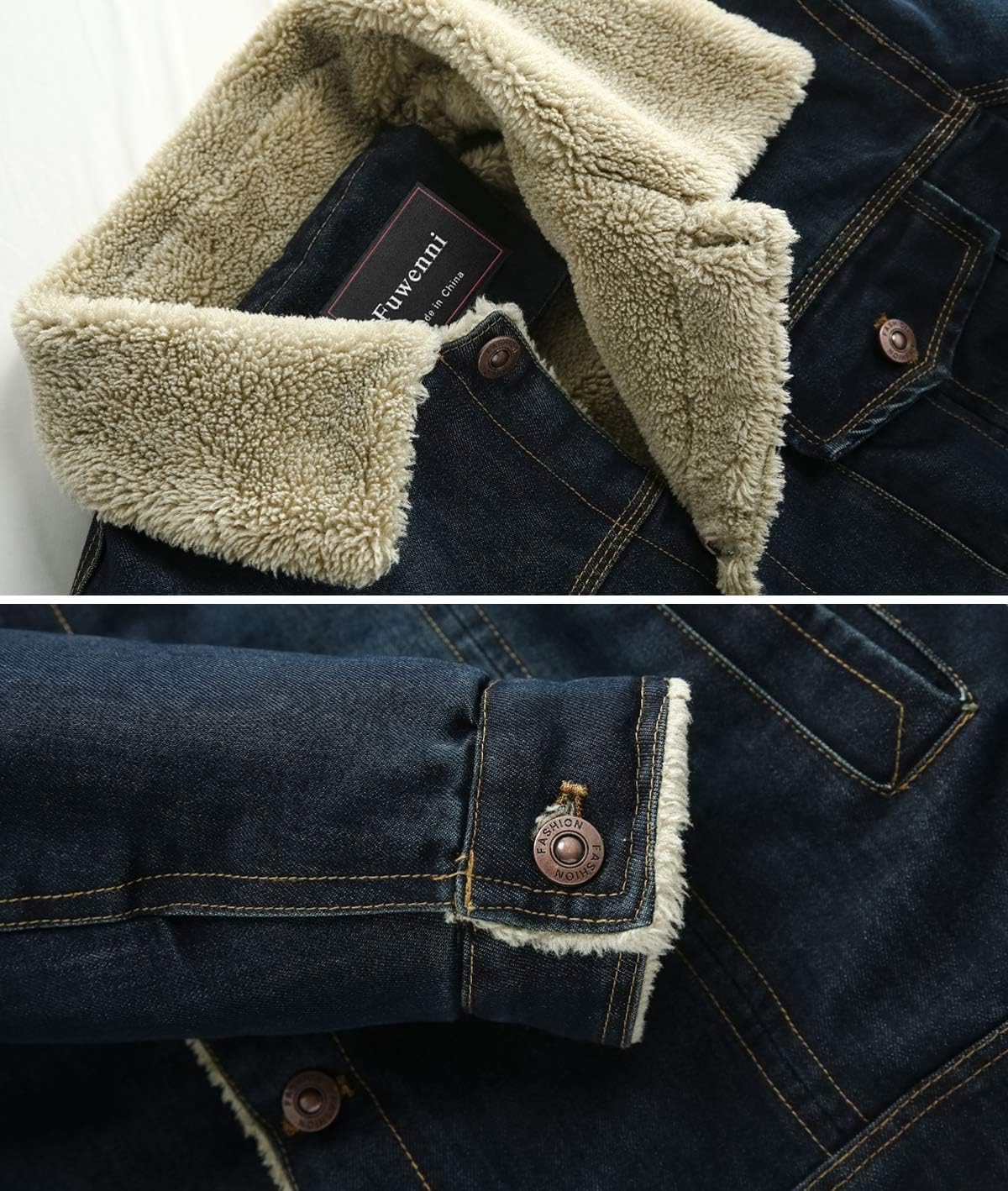 Chaqueta Vaquera con Forro Polar para Hombre Chaqueta camionera Chaqueta Vaquera de Invierno Abrigo Vaquero