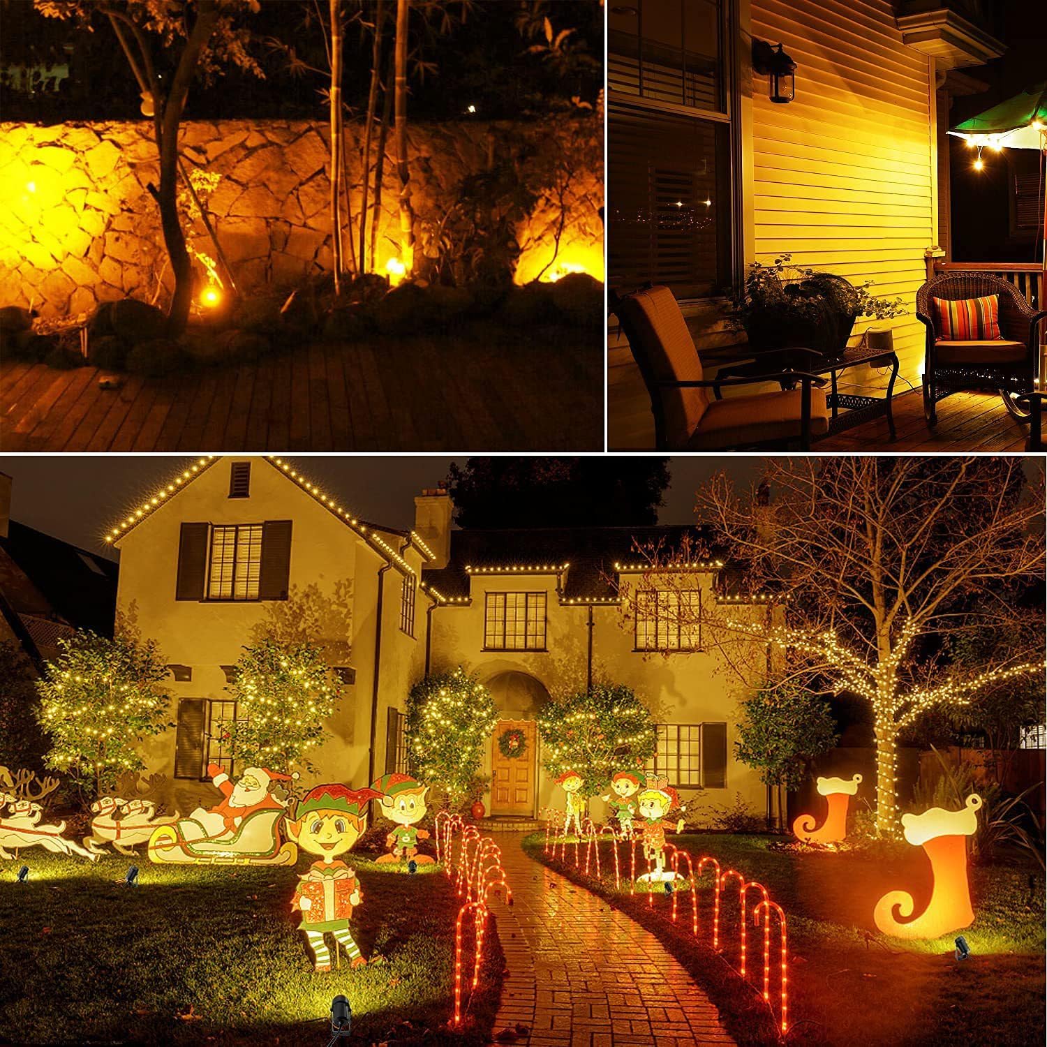 Svater Faretti da giardino a LED per esterni, impermeabili IP65, 3000 K, bianco caldo, 27 V, set da 10 pezzi, 1800 lm, COB picchetto, luci da giardino con corrente per alberi, cortili, terrazze