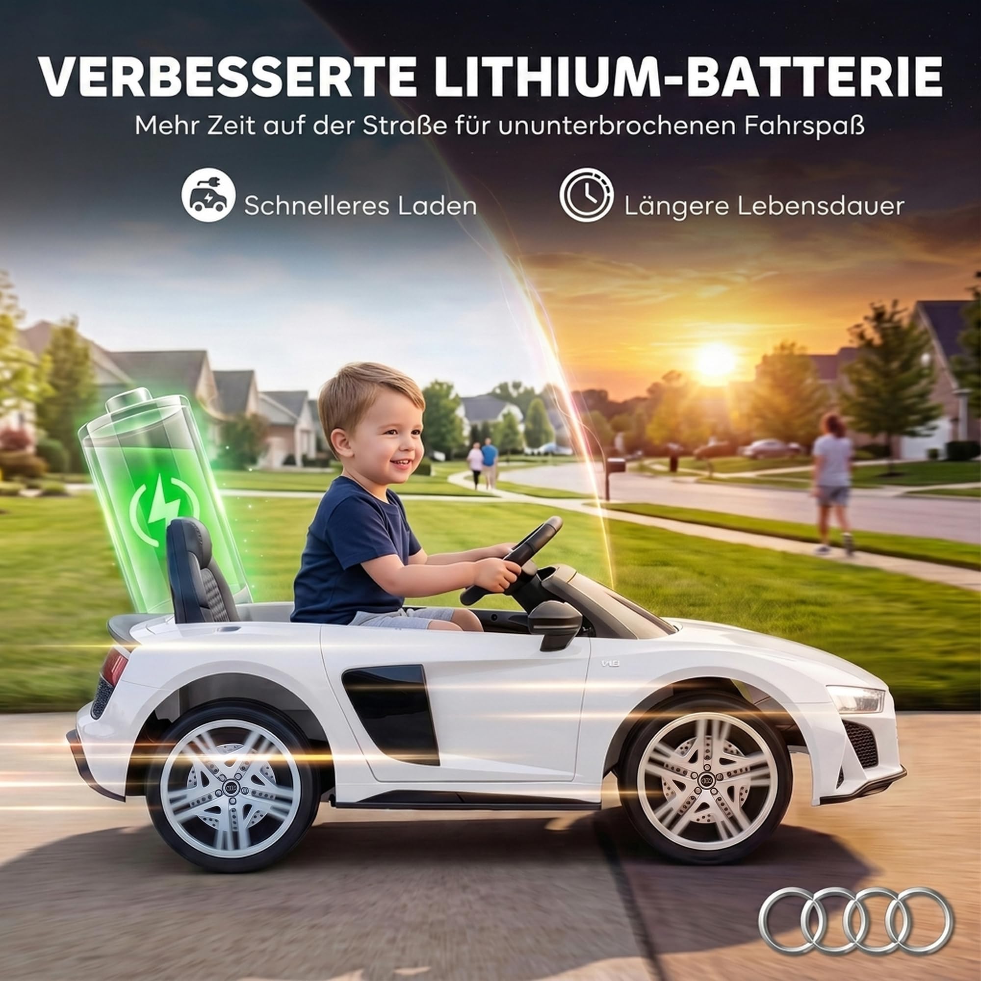 AIYAPLAY Kinder Elektroauto Audi R8 12V Kinderauto Fernbedienung Weiß