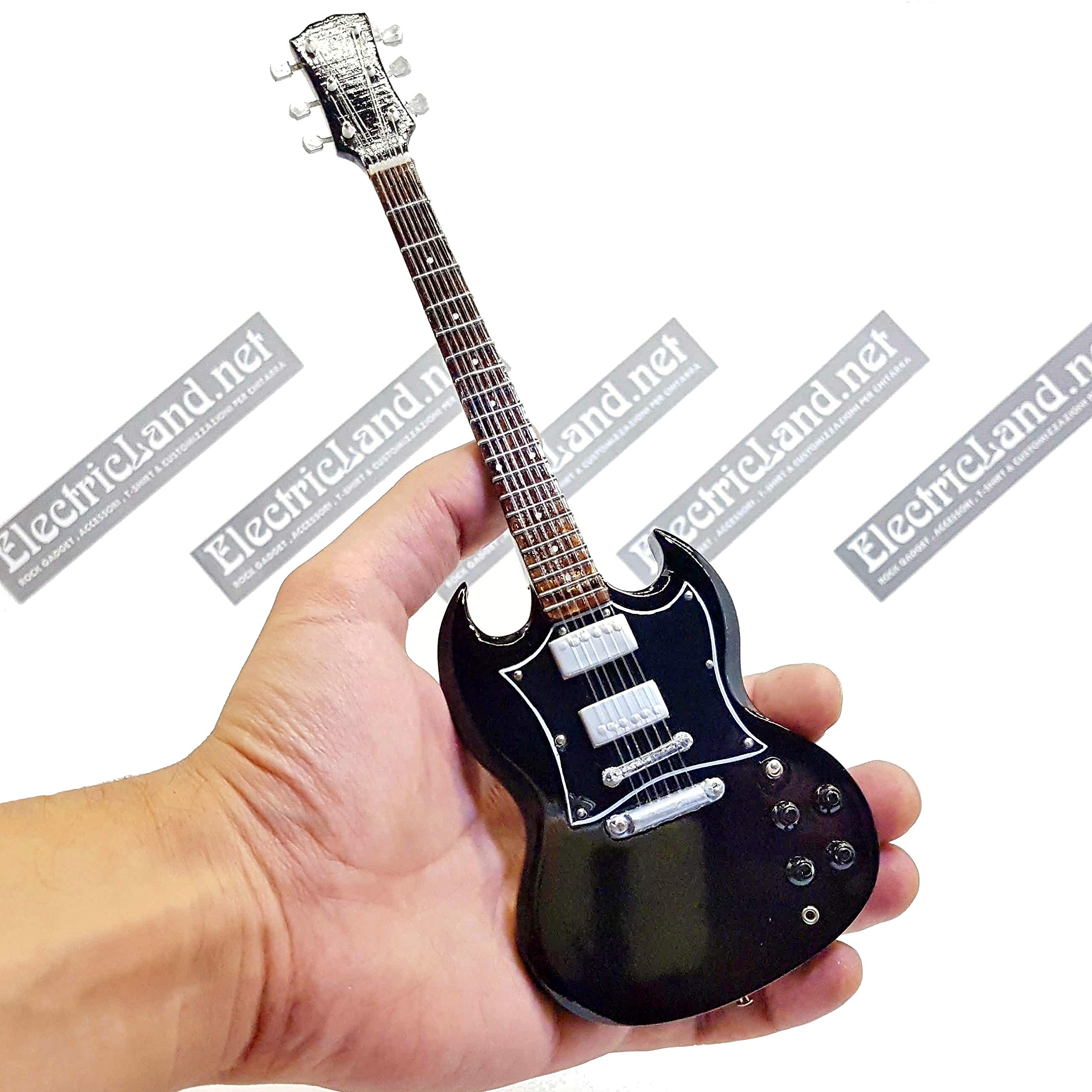 Mini guitarra Angus Young AC-DC Back in black SG réplica tributo model + caja dura miniatura a escala 1:4 guitarra en miniatura con estuche coleccionable music gadget rock memorabilia acdc ac/dc