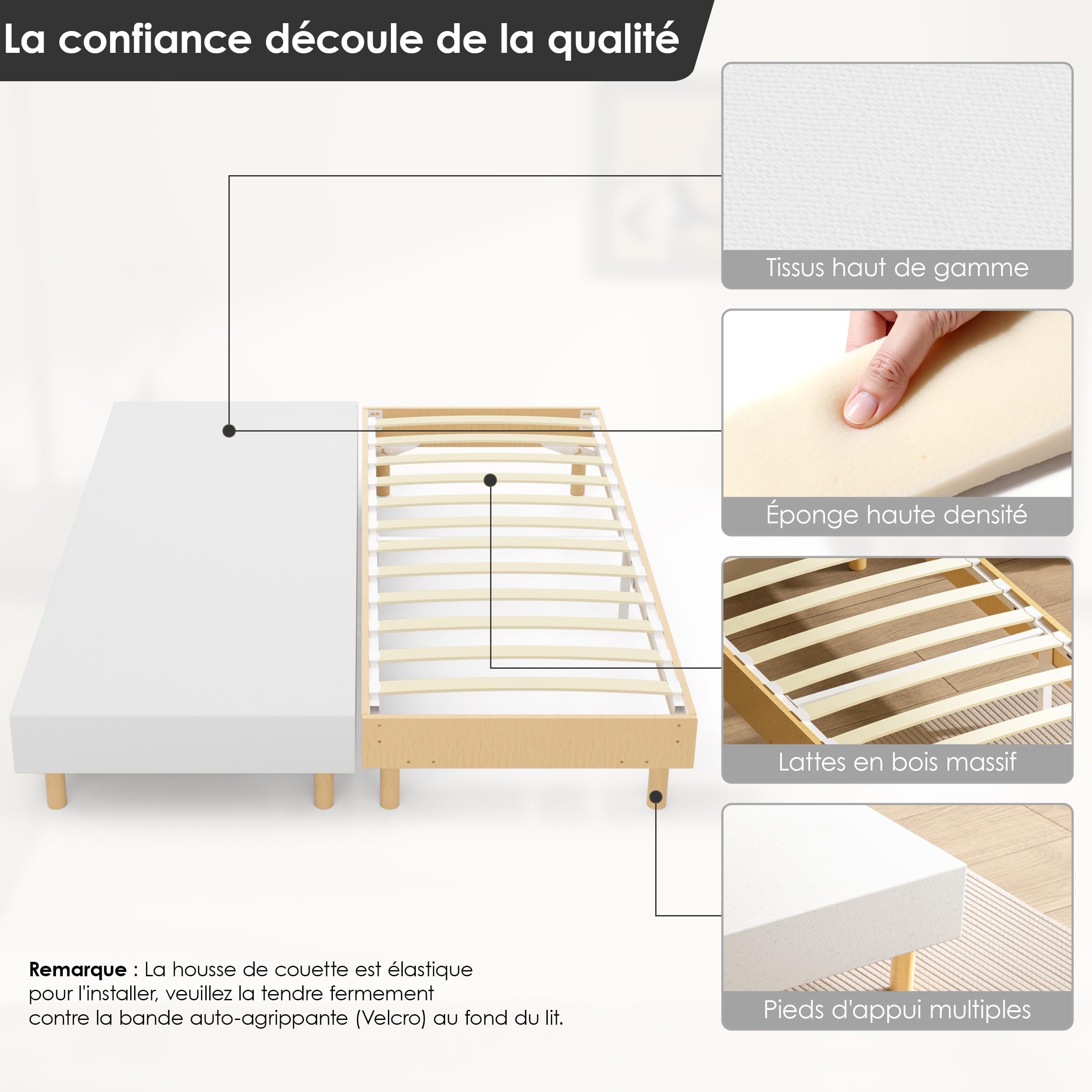 DEWINNER Sommier Tapissier 80x200x2| Lit Double Robuste 160x200| Sommier 160x200| 12 Pieds| Surmatelas en Mousse Haute Densité| Hauteur avec Pieds 29 cm, 160 x 200