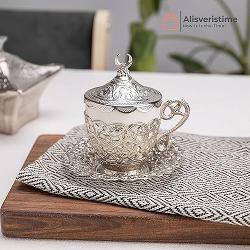 Miniatura 4 de Alisveristime Juego de 27 platillos de café turco griego árabe (Gelincik) (plata)
