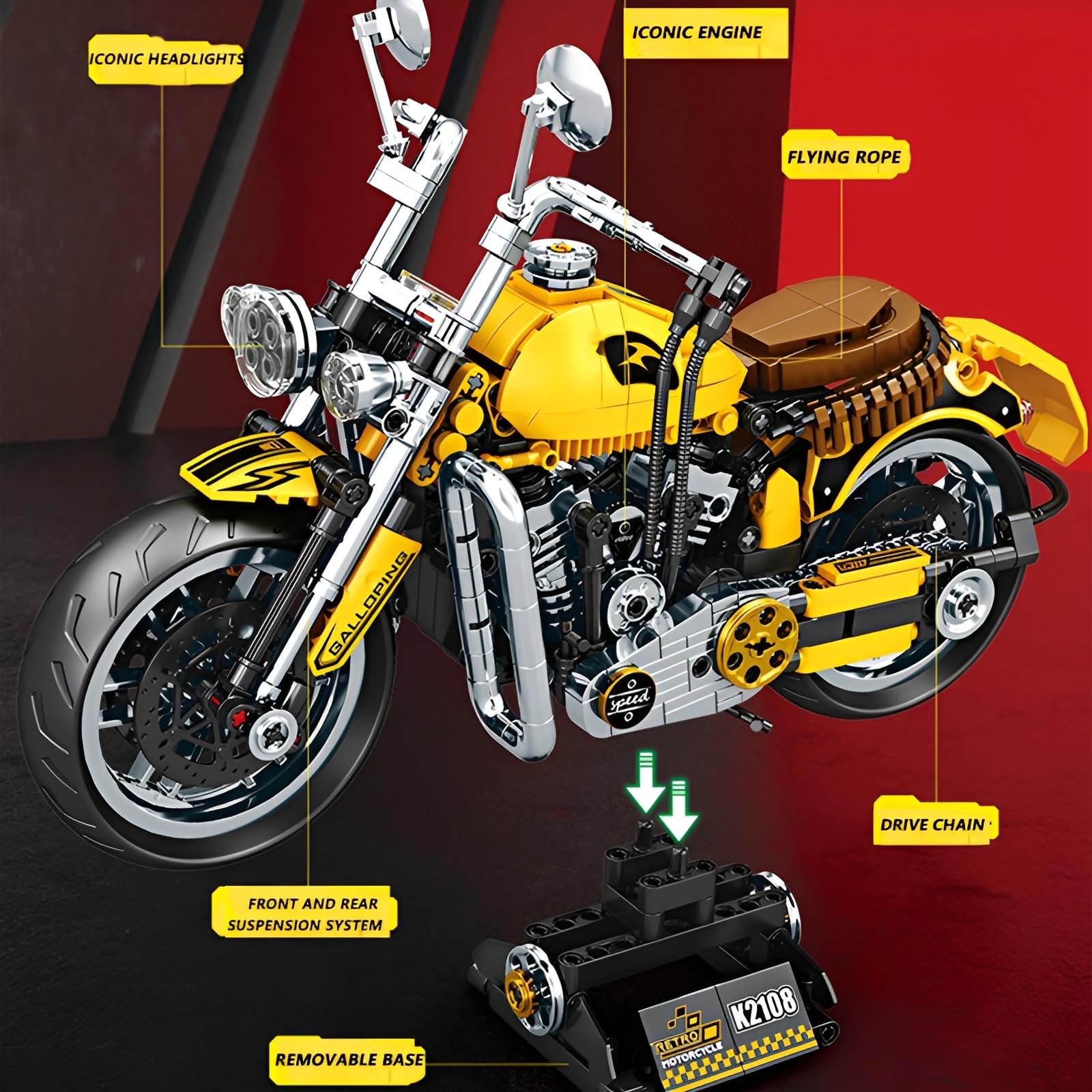 QuirkQuest Sports Motorcycle Building Blocks Kit, 822PCS Technick Vehicle Motorbike Model Toys - Image 3
