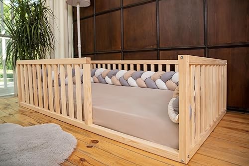 Miniatura 4 de Montessori Floor Bed Small Size 52x27,5" Height 18.90''  Pine Tree Toddler Bed Frame, Wood Bed Frame  Gift For Kids Room Decor (Small)