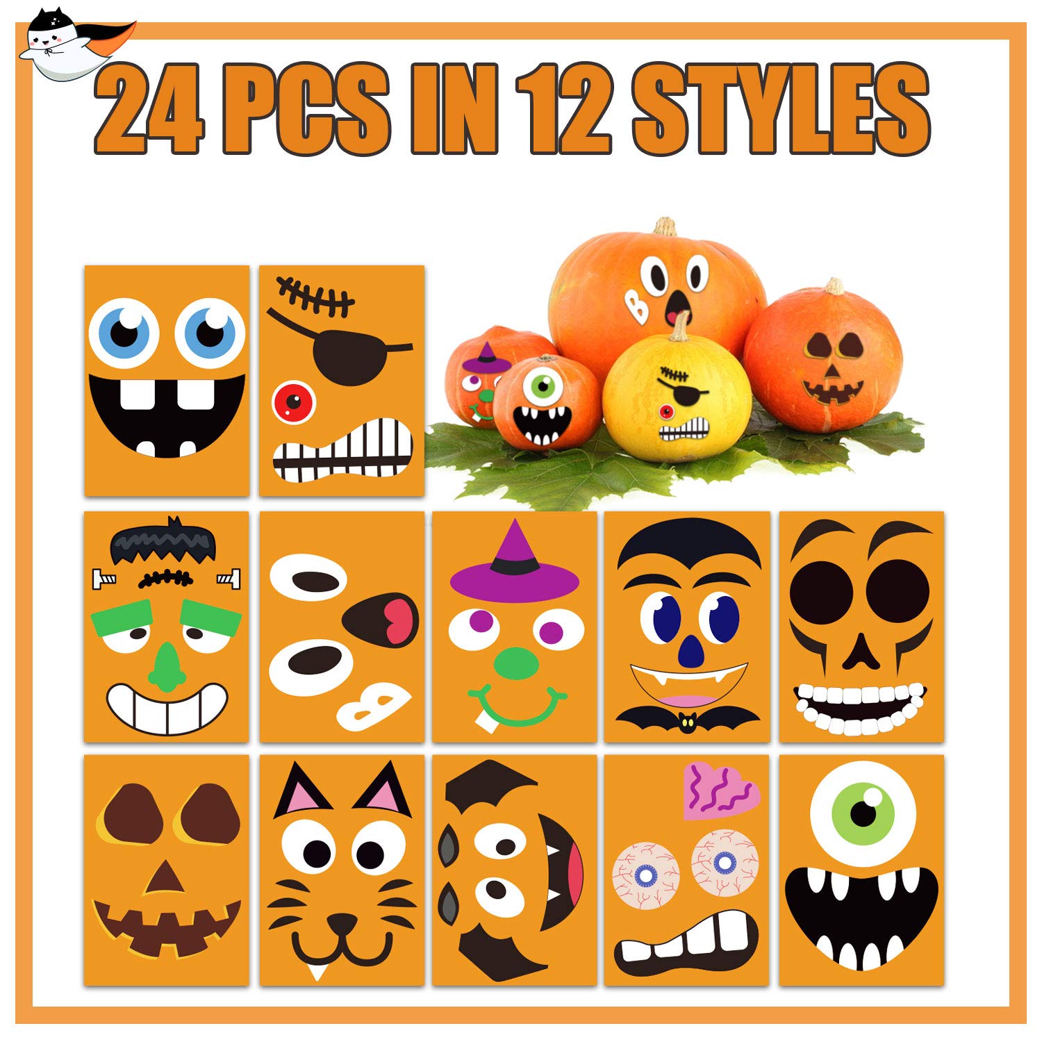 Snapklik.com : Halloween Pumpkin Decorating Kit Crafts Face Stickers