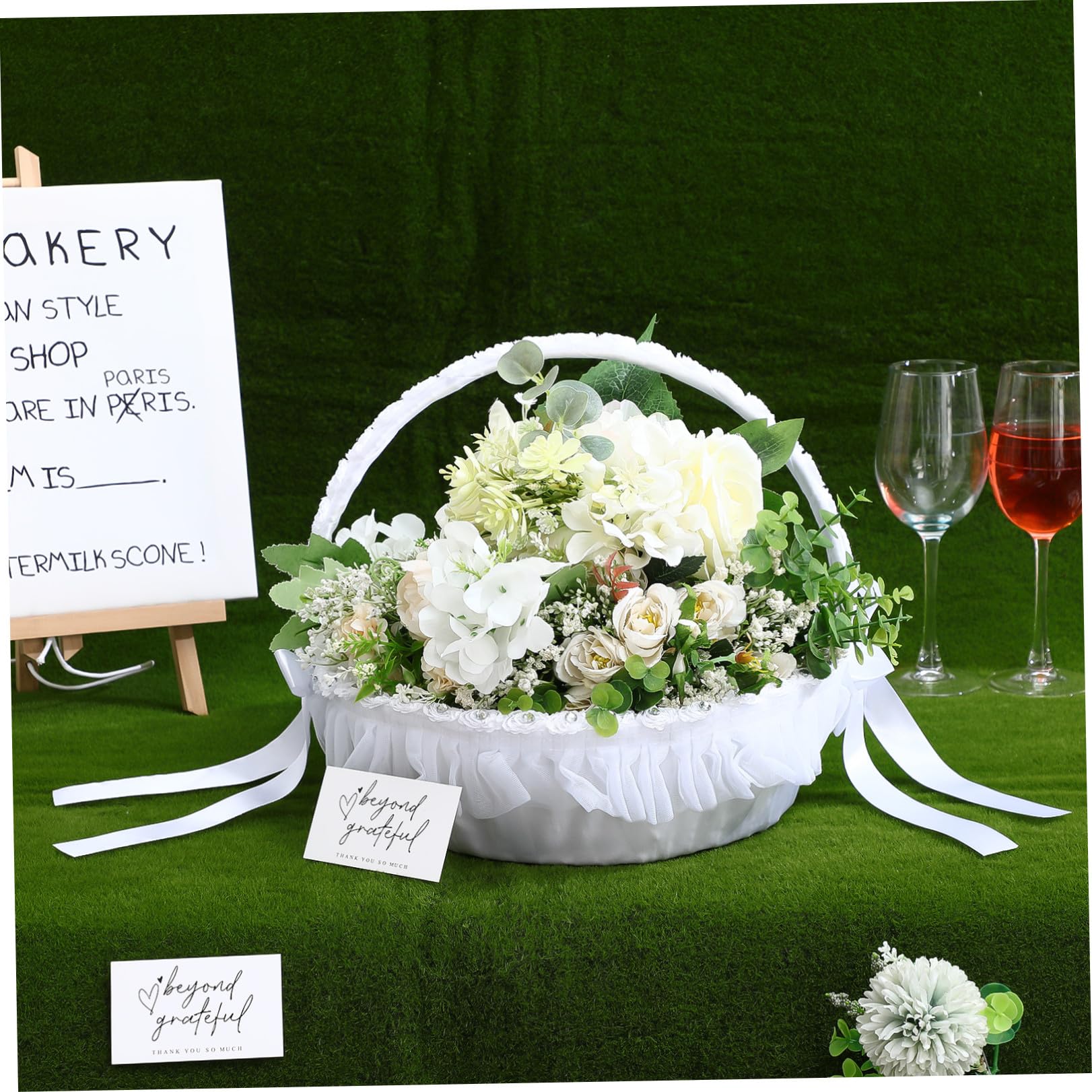 Eleganter und Wiederverwendbarer Hochzeitskorb aus Polyester und Spitze mit Funkelnden Strasssteinen Blumenkorb für Hochzeitsfeiern und Partys
