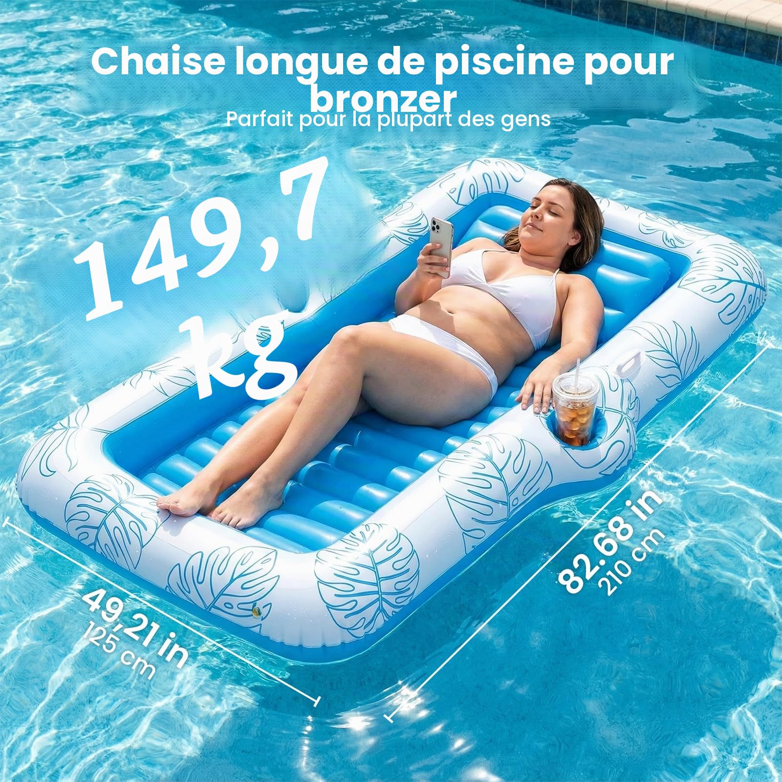Zeraty Chaise de piscine gonflable pour adultes, adolescents et enfants – Chaise de piscine rafraîchissante pour lac, plage et fêtes au bord de la piscine