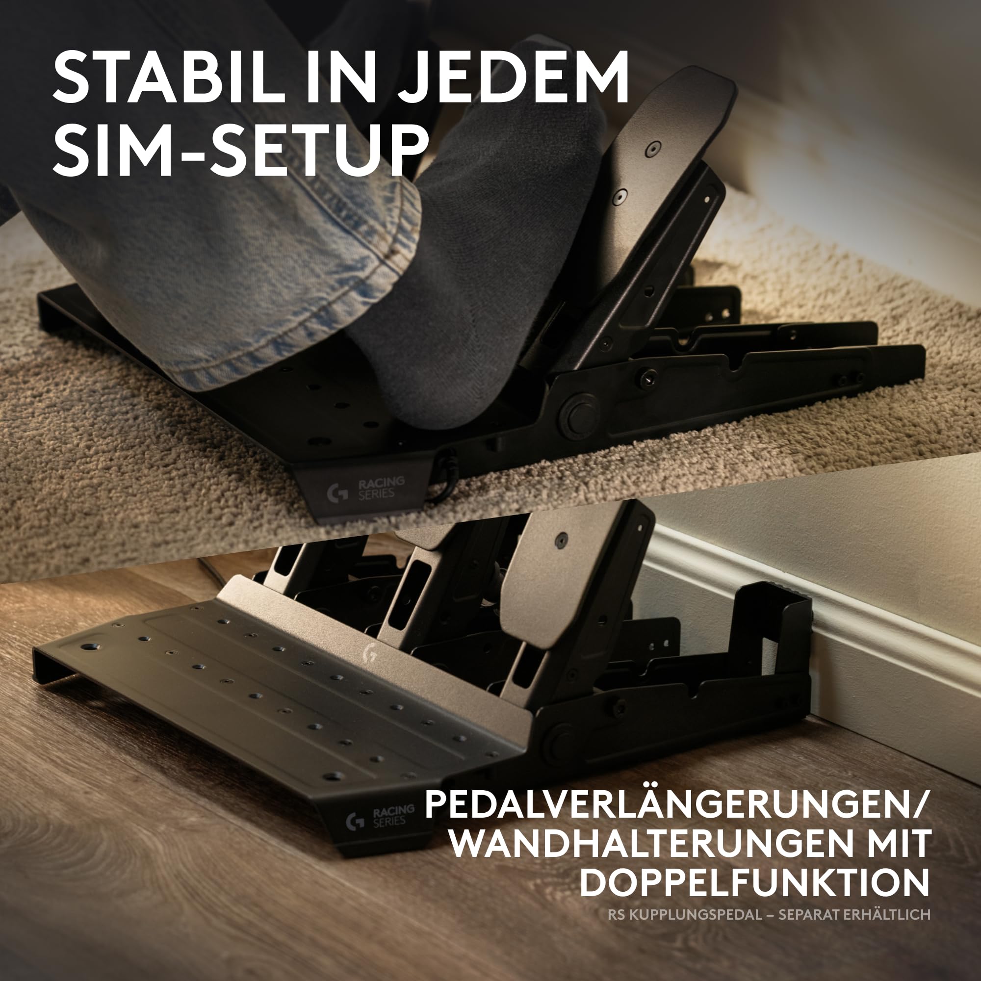 Logitech G RS Pedals Sim-Racing-Pedale 75-kg-Loadcell-Bremse einstellbare Pedalpositionen modulares Design Stahlrahmen Schwarz