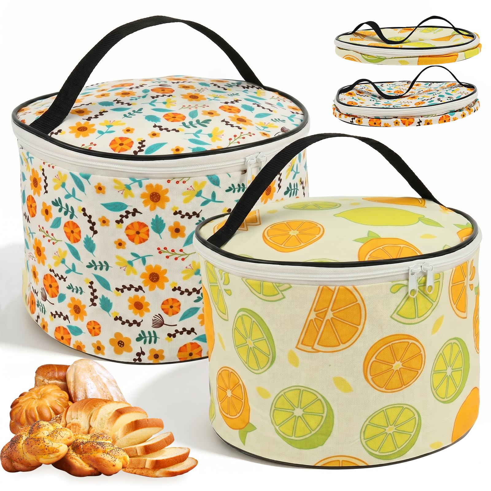 2Pcs Cylindrical Beeswax Bread Bag for Sourdough Reusable Cotton Sourdough Bread Organiser with Handle to Keep Fresh Freezer Safe for Loaf Kitchen(Style 2)