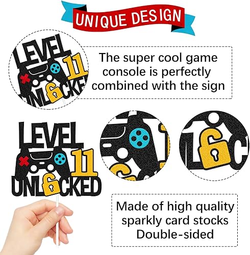 Miniatura 3 de Nivel 11  Desbloqueado Cake Topper Game Controller 11s Cake Decor Happy 11 Birthday Cake Decor Video Play Game Movie Theme Men Women Teenager Bday