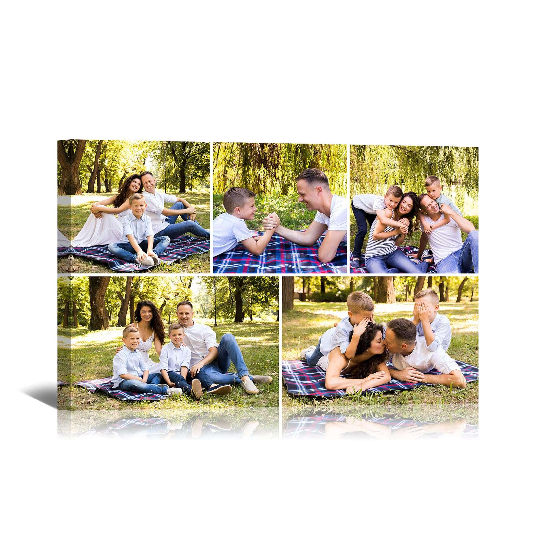 WITRN Personalised 5 Photo Collage Canvas Prints Personalised Family Picture Canvas Wall Art, Upload Your Photos, Custom Photo Gift for Mum Dad Couples Home Decor 45x30 cm (18x12in) — image 1