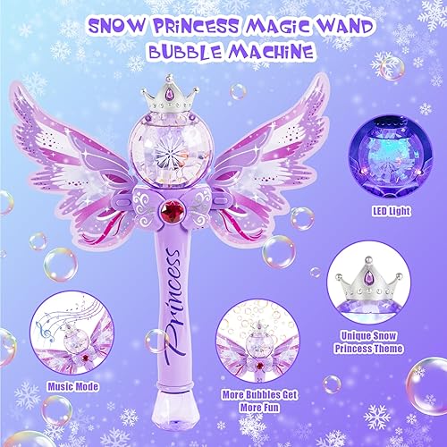 Miniatura 4 de Magic Princess - Varita de burbujas para niños, soplador automático de burbujas con luz y música, regalo de fiesta de cumpleaños para niños de 3, 4,