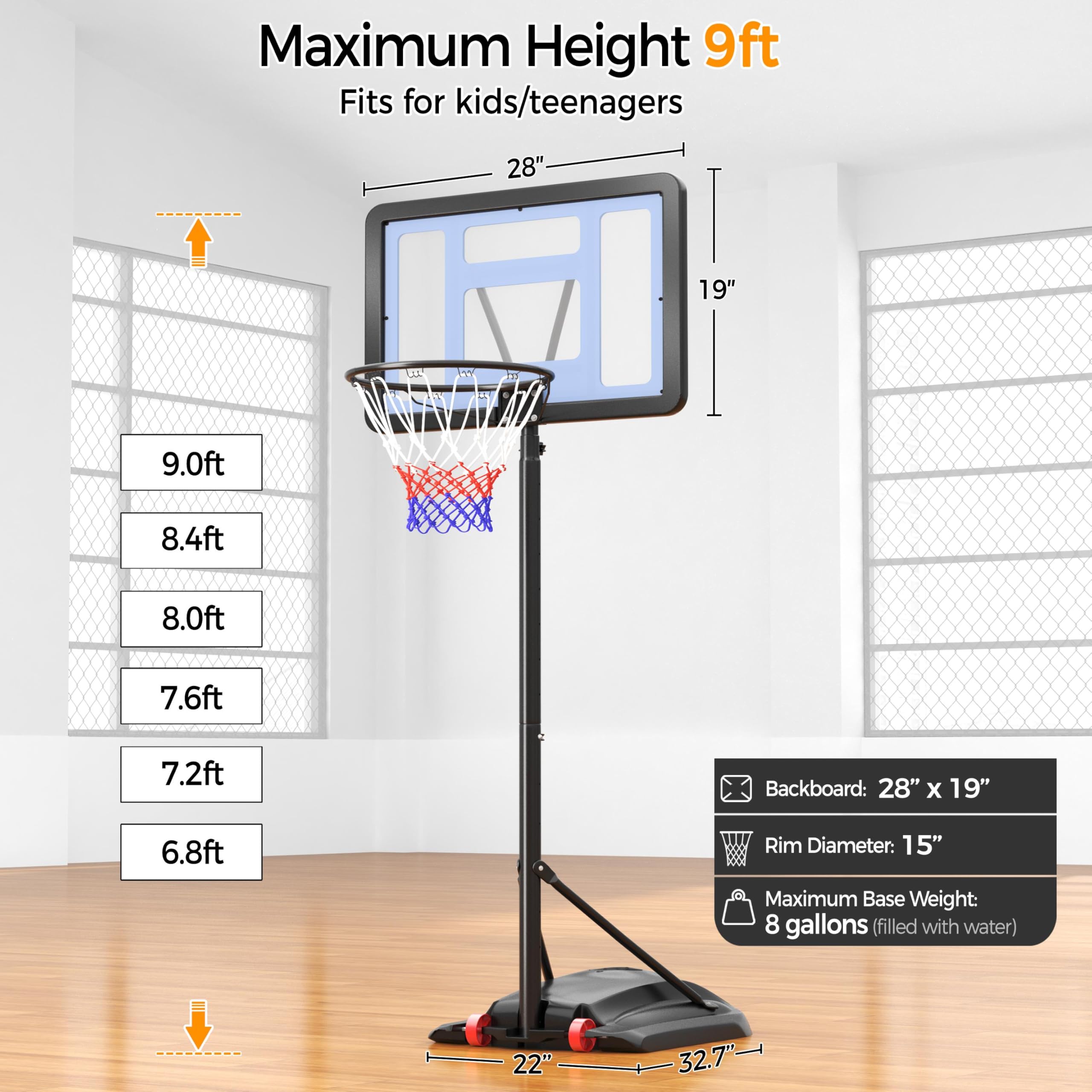Snapklik.com : Portable Basketball Hoop System Removable Basketball ...
