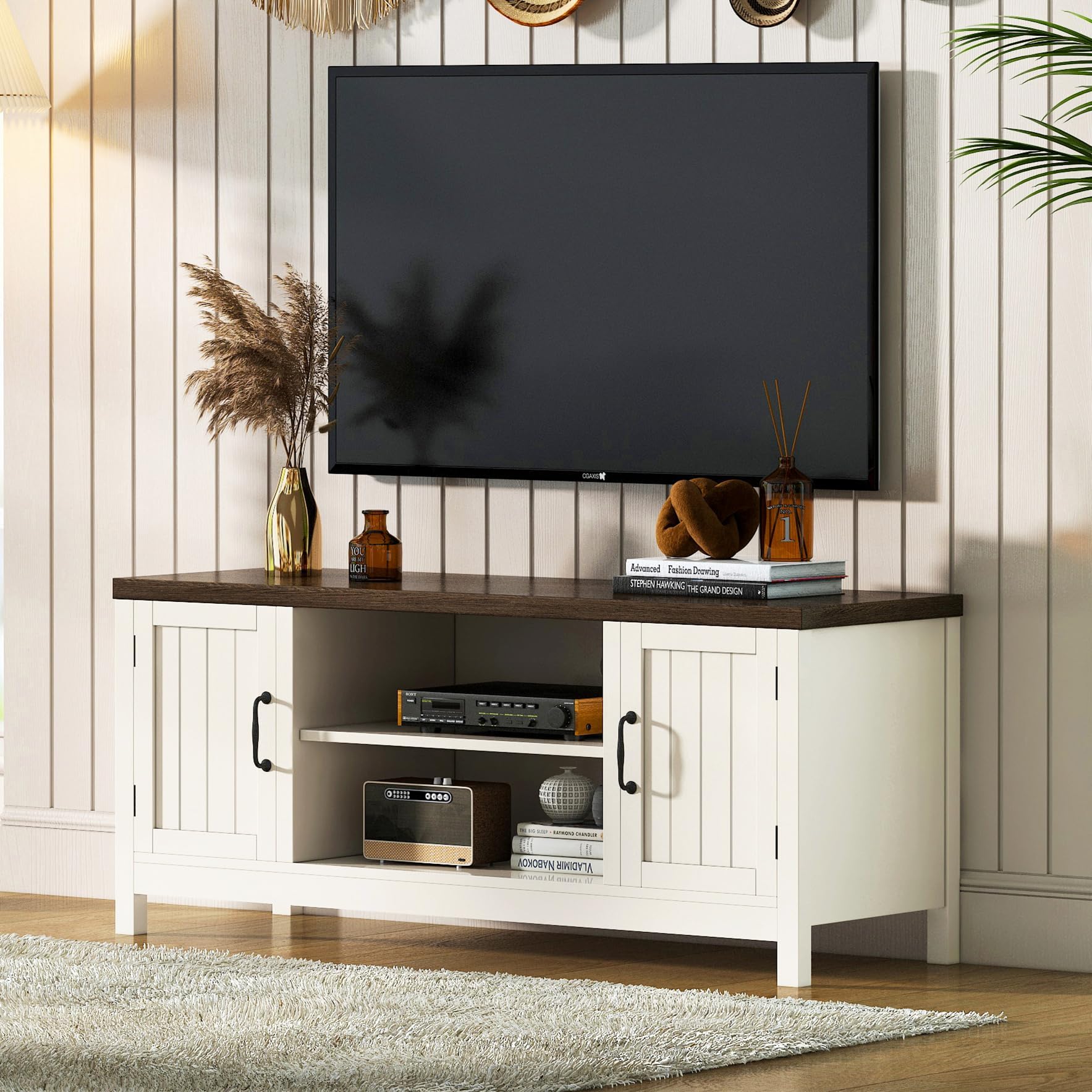 Amazon.com: Nathan James Wood Media Console TV Stand Entertainment ...