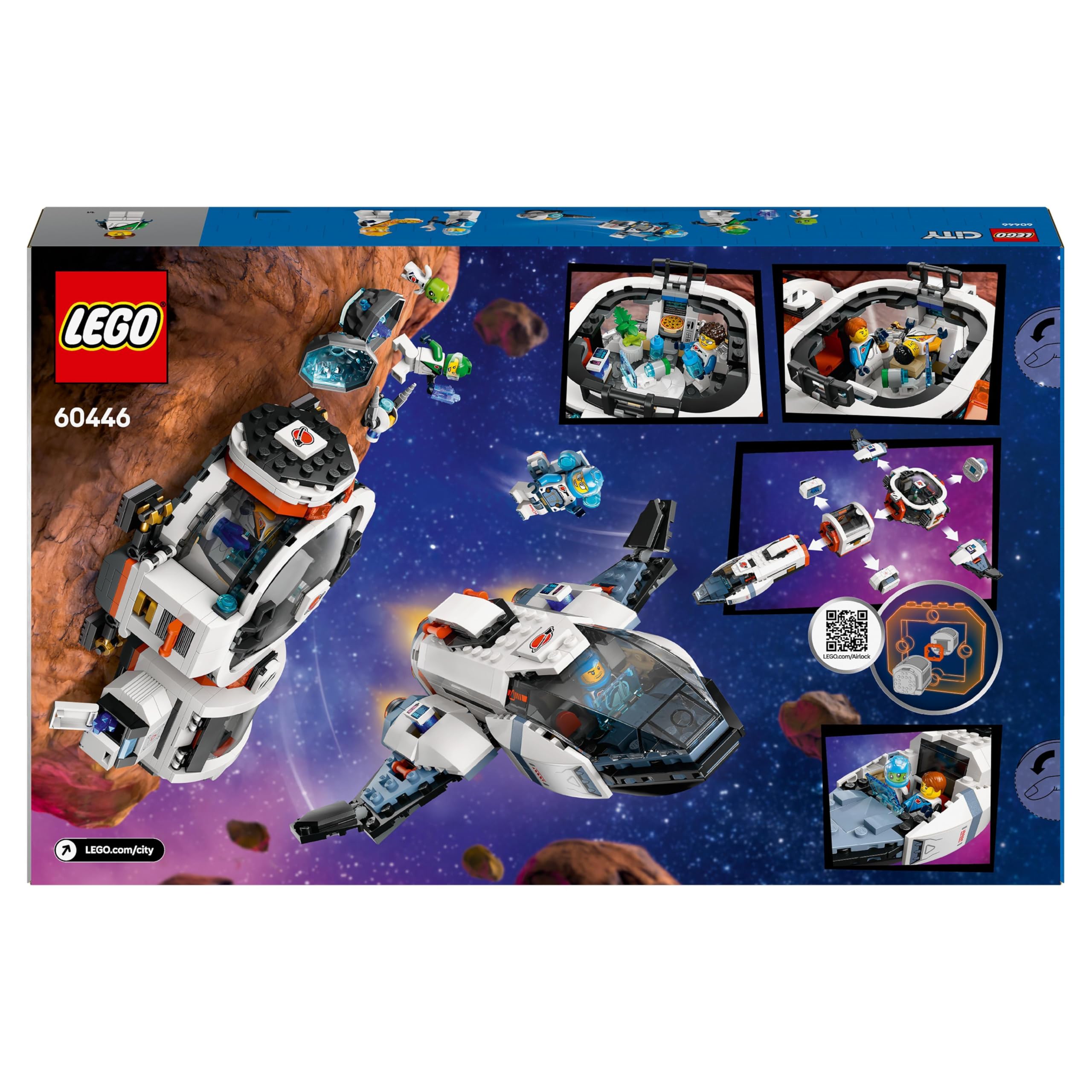 LEGO City Astronave Galattica Modulare con 4 Minifigure e Figura Aliena - Giocattoli Spaziali Costruibili, Giochi per Bambini e Bambine da 7 Anni in su, Idee Regalo di Compleanno e per le Feste 60446