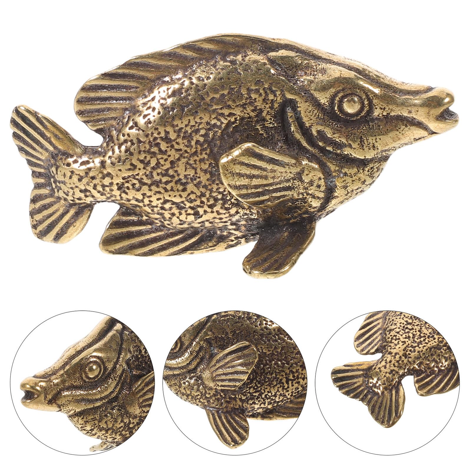 Generic Vintage Fish mosiężna statua figurka zwierzątko dekoracje rybne na biurko w domu ozdoba Feng Shui