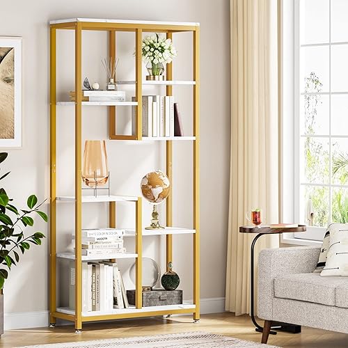 Miniatura 4 de Tribesigns Estantería de 6 niveles alta, moderna estantería abierta de 8 estantes de almacenamiento para sala de estar, oficina en casa