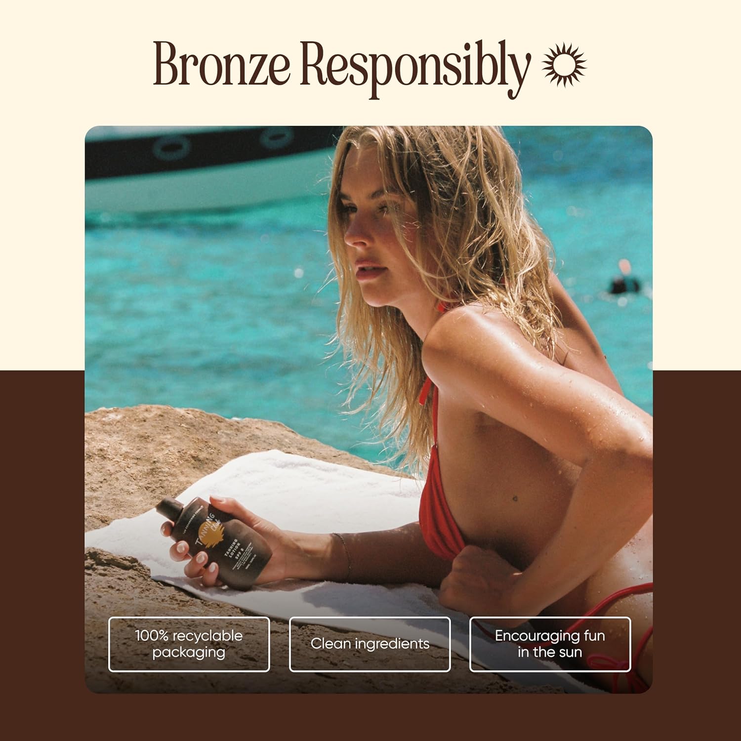 Tanning Club - Tanning Lotion SPF 8 - Hydrating Sun Care with Beta-Carotene, Green Tea, and Aloe - Water and Sweat Resistant (80 Minutes) - 150 ml - Image 3