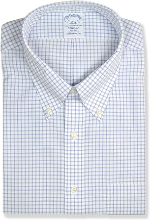 Brooks Brothers Mens Regular Fit All Cotton Mixed Plaid Pocket Dress Shirt,