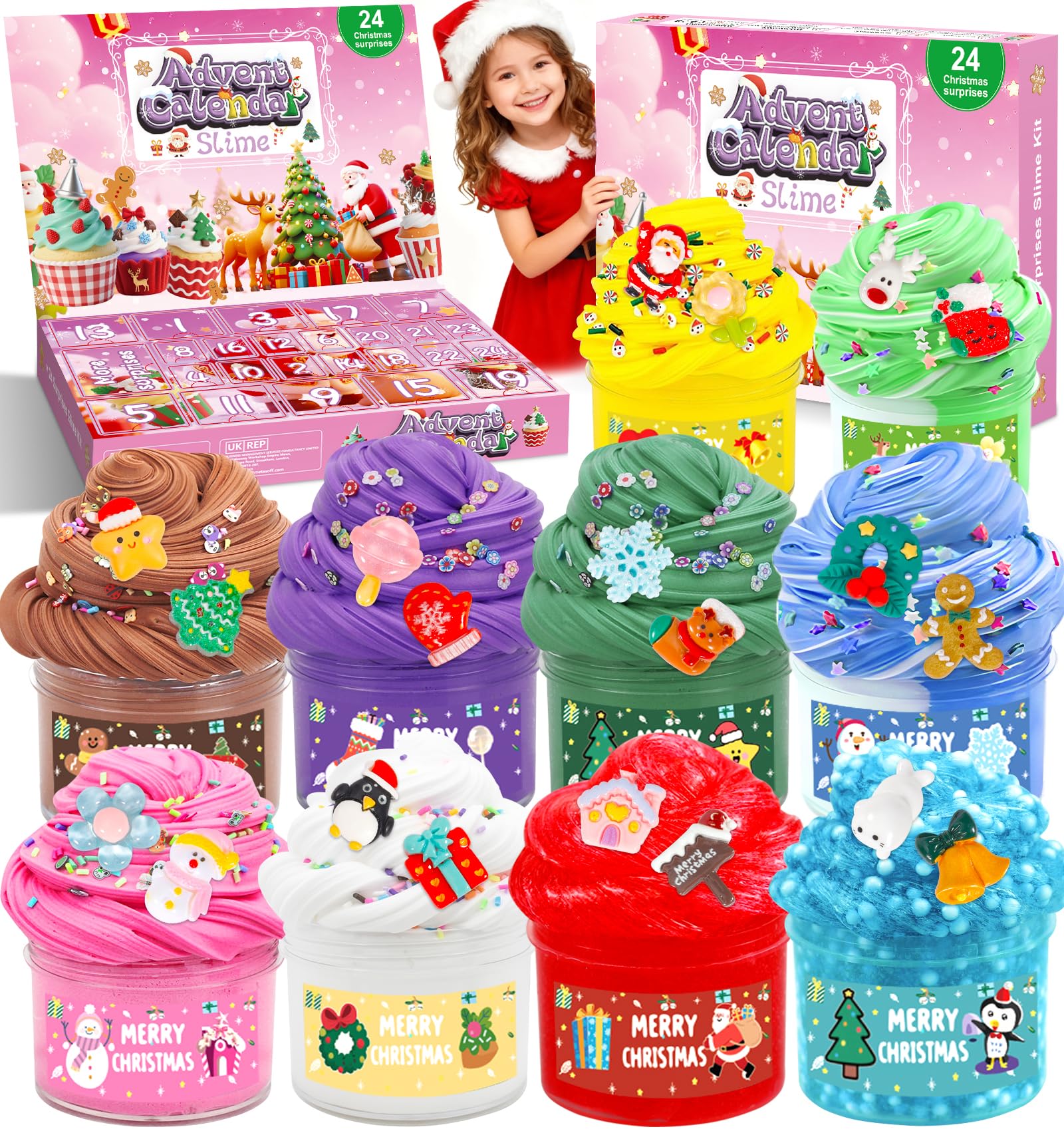 Calendario De Adviento De Slime 2025 Para Niños - 6 Kits De Slime Esponjoso, Regalo Navideño Sorpresa, No Pegajoso