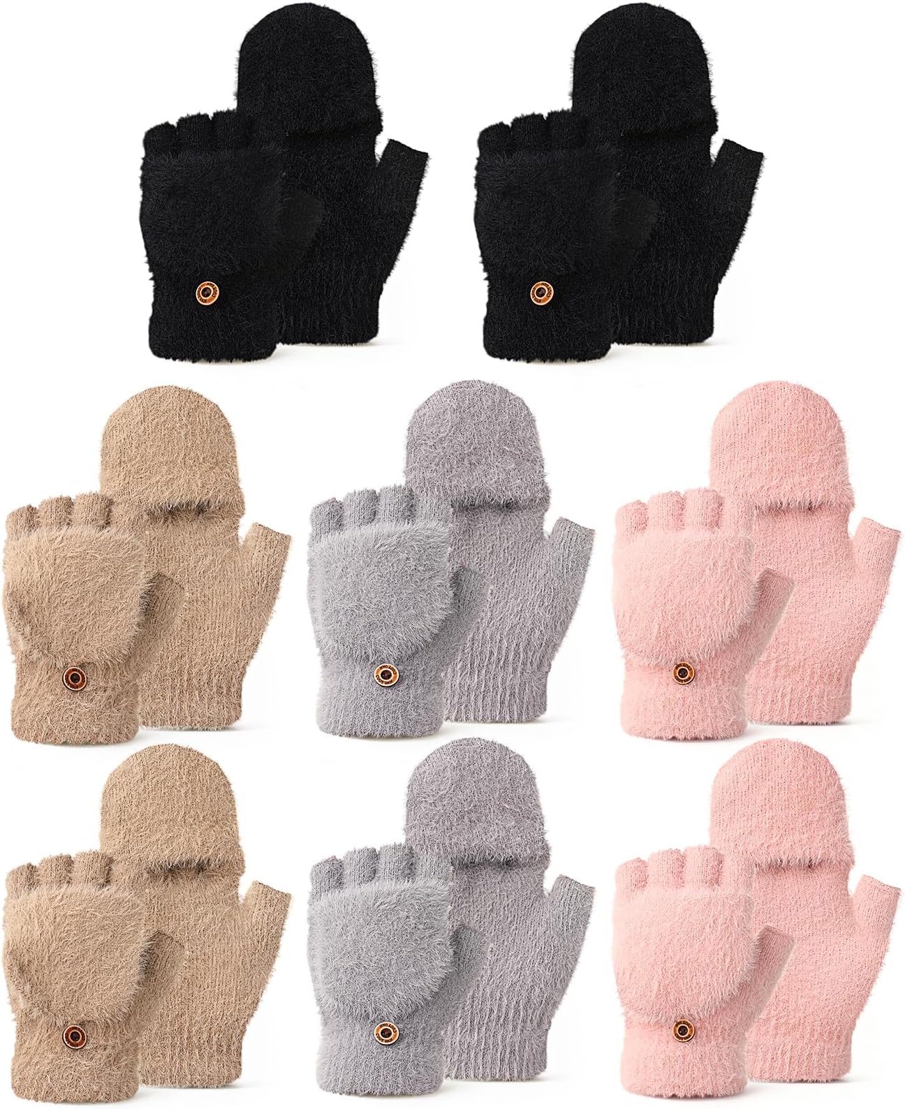 8 Pairs Women's Winter Gloves Warm and Fleece Lining Knit Touchscreen Elastic Cuff Texting Gloves