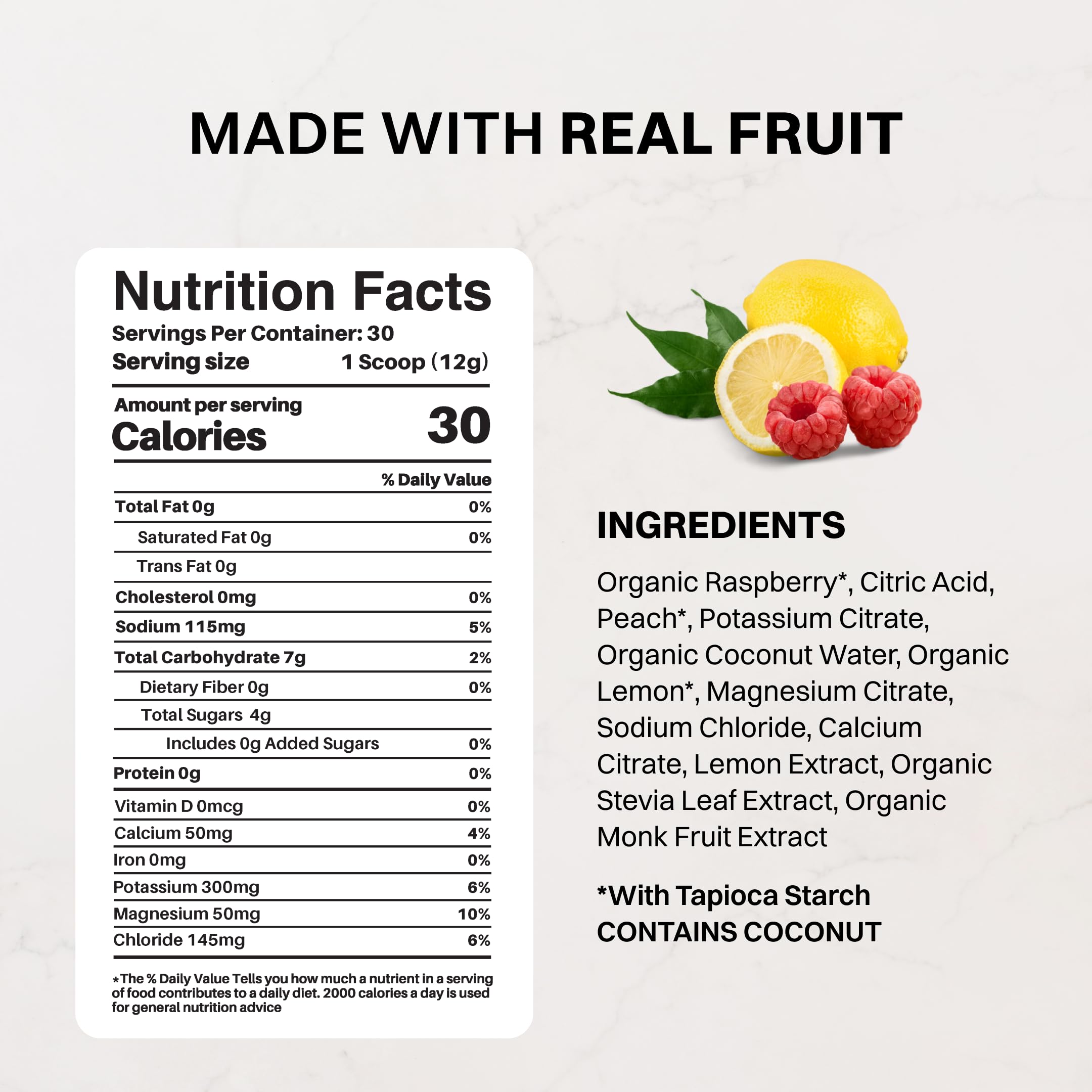 JUST INGREDIENTS Raspberry Lemonade Electrolyte - No Sugar - 30 Servings — Amazon image 3