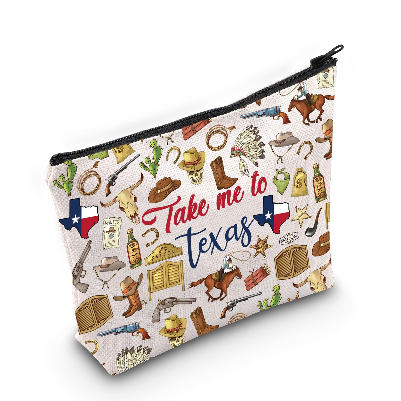 WZMPA Texas State Travel Makeup Bag Texas Vacation Gift Take Me To Texas Zipper Pouch Bag Texas Trip Merchandise (Take Texas)